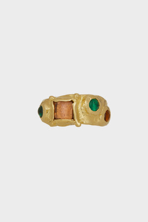 Suede Ring in Brass - Lavender, Green & Yellow