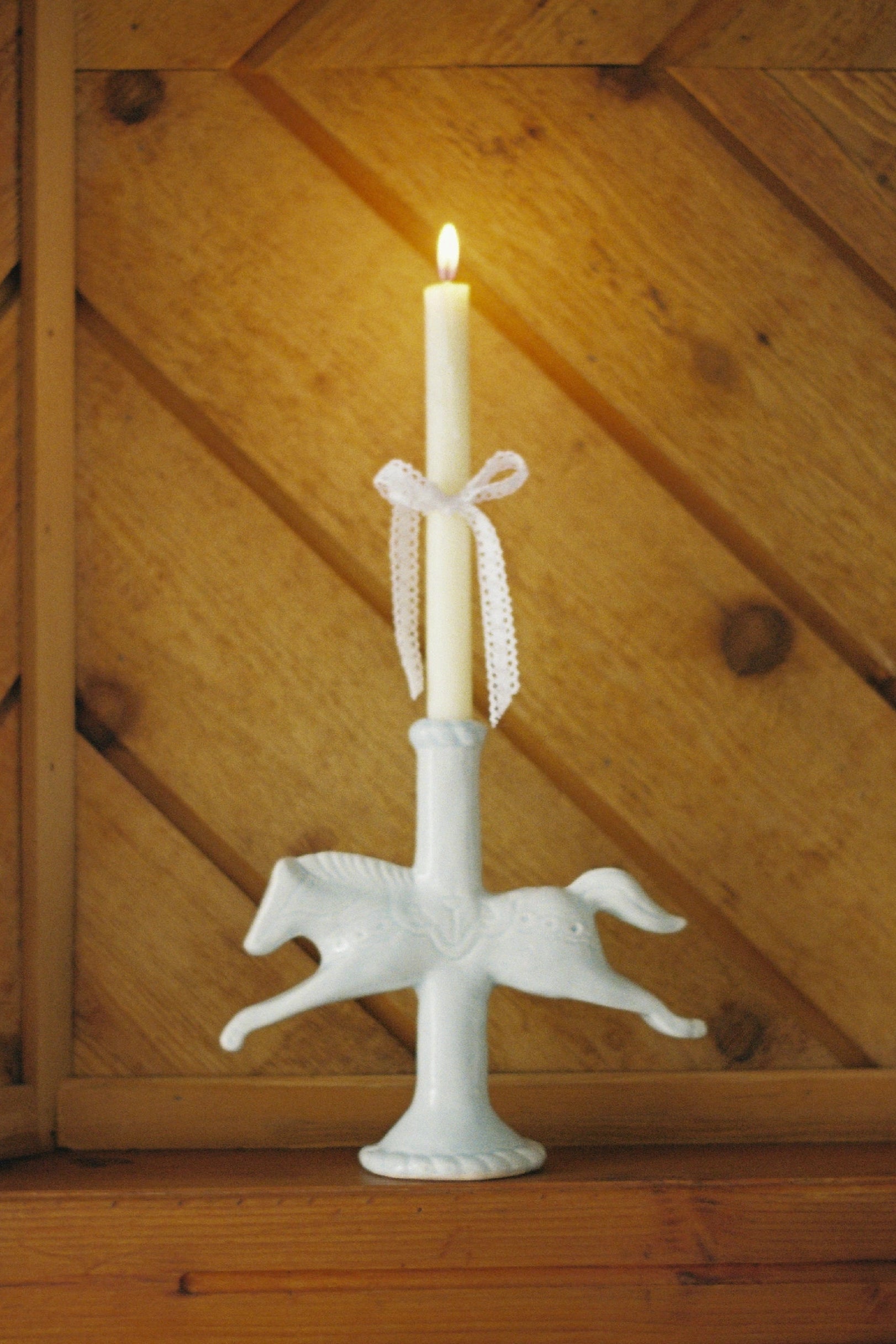 Dala Horse Candlestick Holder in Light Blue