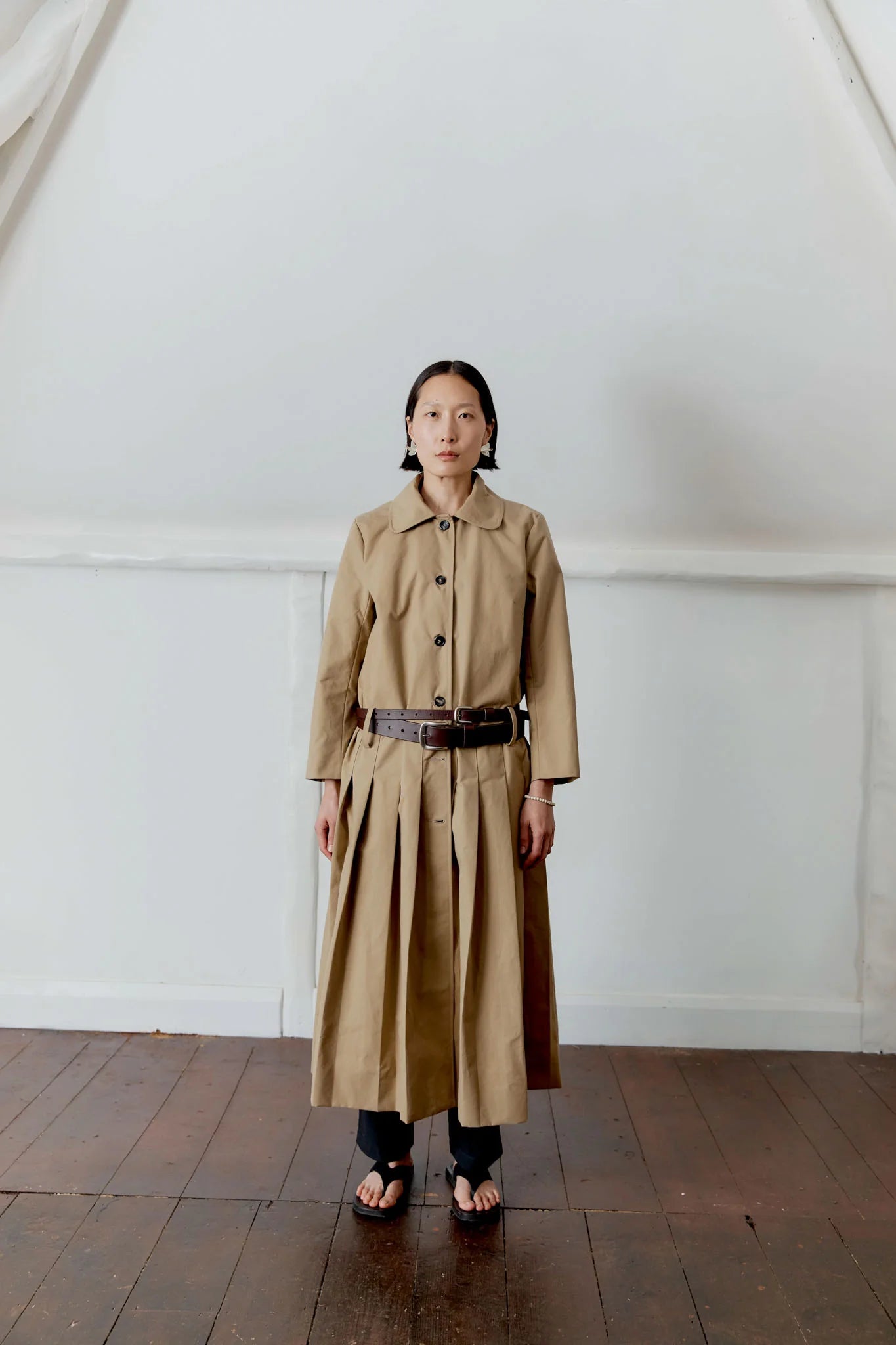 British Cotton Gabardine Willow Coat in Olive