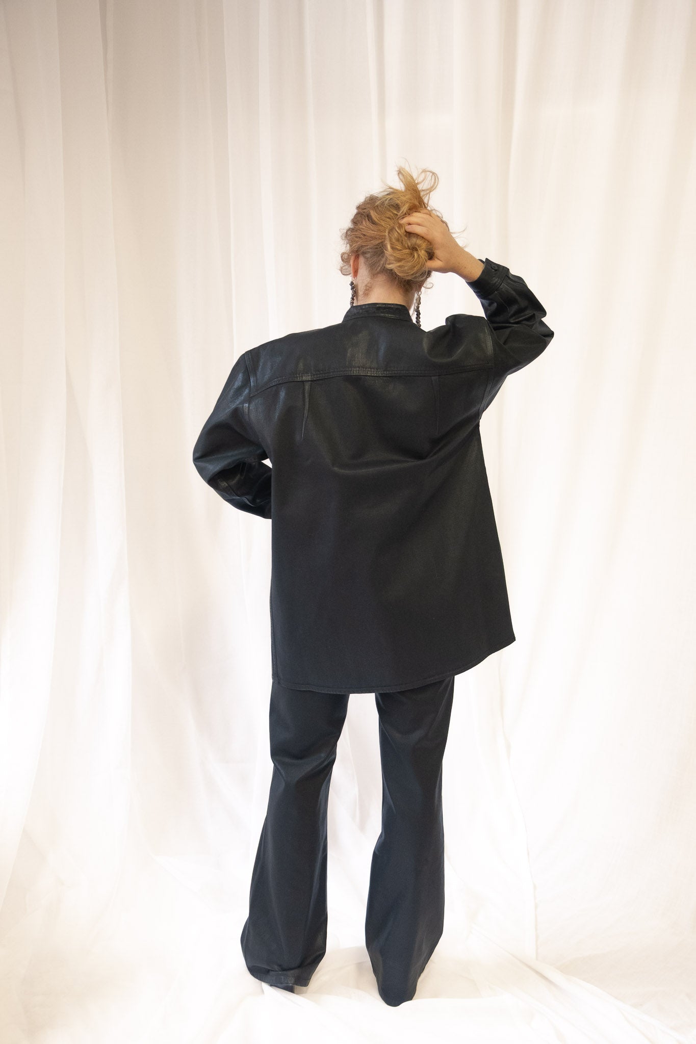 Band Collar Okuda Jacket in Black Lacquer