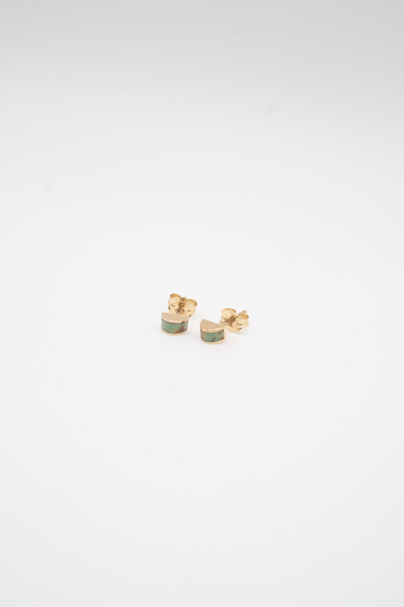 Luna Stud Earrings in 14k Yellow Gold & Mantis Turquoise