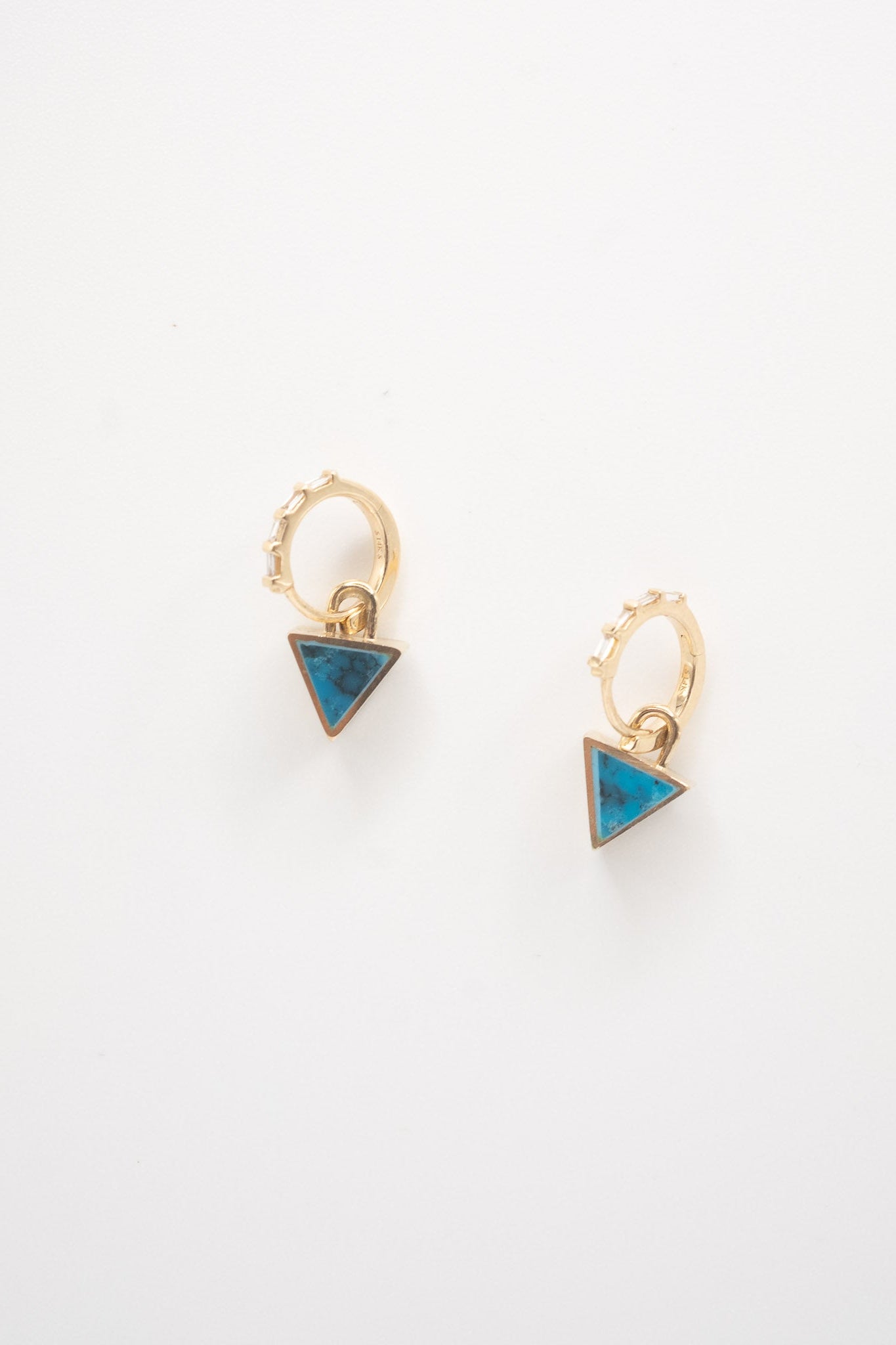 Reversible Giza Stud in 14k Gold Baguette Diamonds & Kingman Turquoise