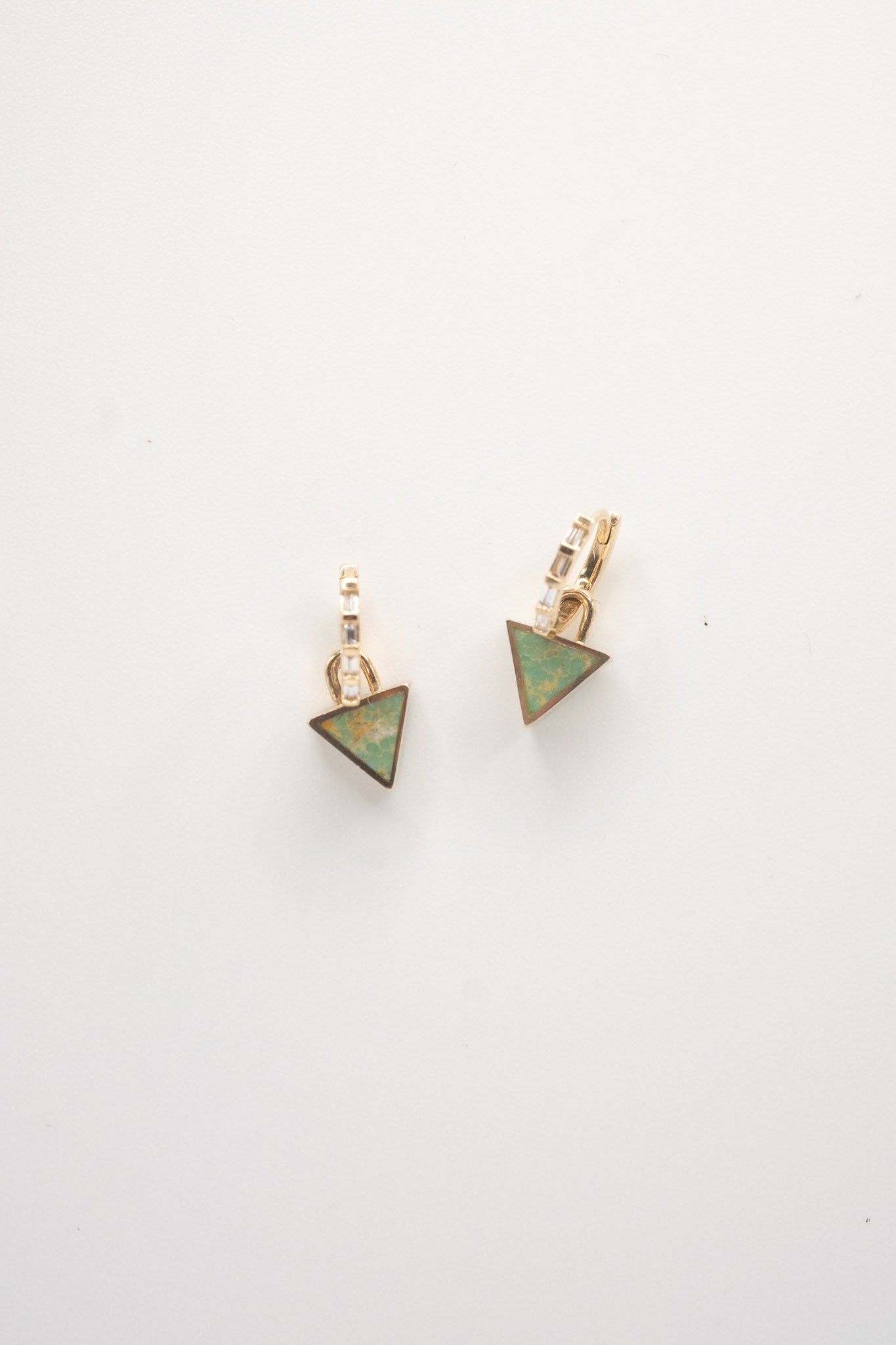 Reversible Giza Stud in 14k Gold Baguette Diamonds & Kingman Turquoise