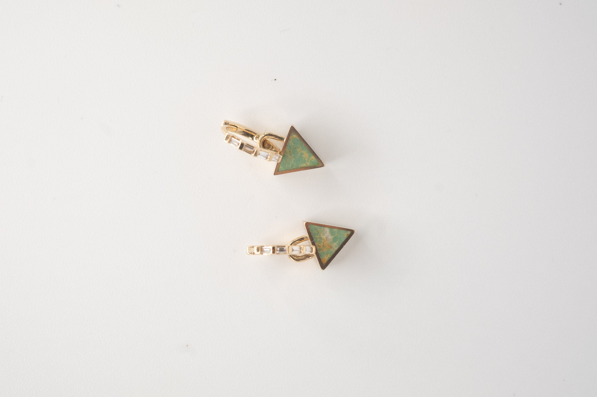 Reversible Giza Stud in 14k Gold Baguette Diamonds & Kingman Turquoise