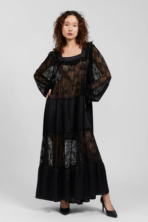 Phoebe Dress in Black Satin by Batsheva