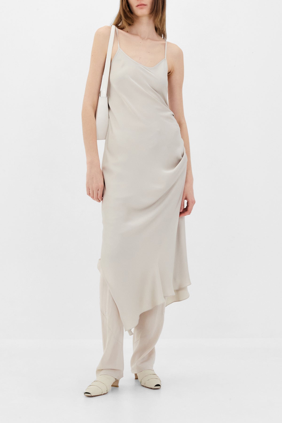 Two-Way Slip Dress in Light Beige by Low Classic