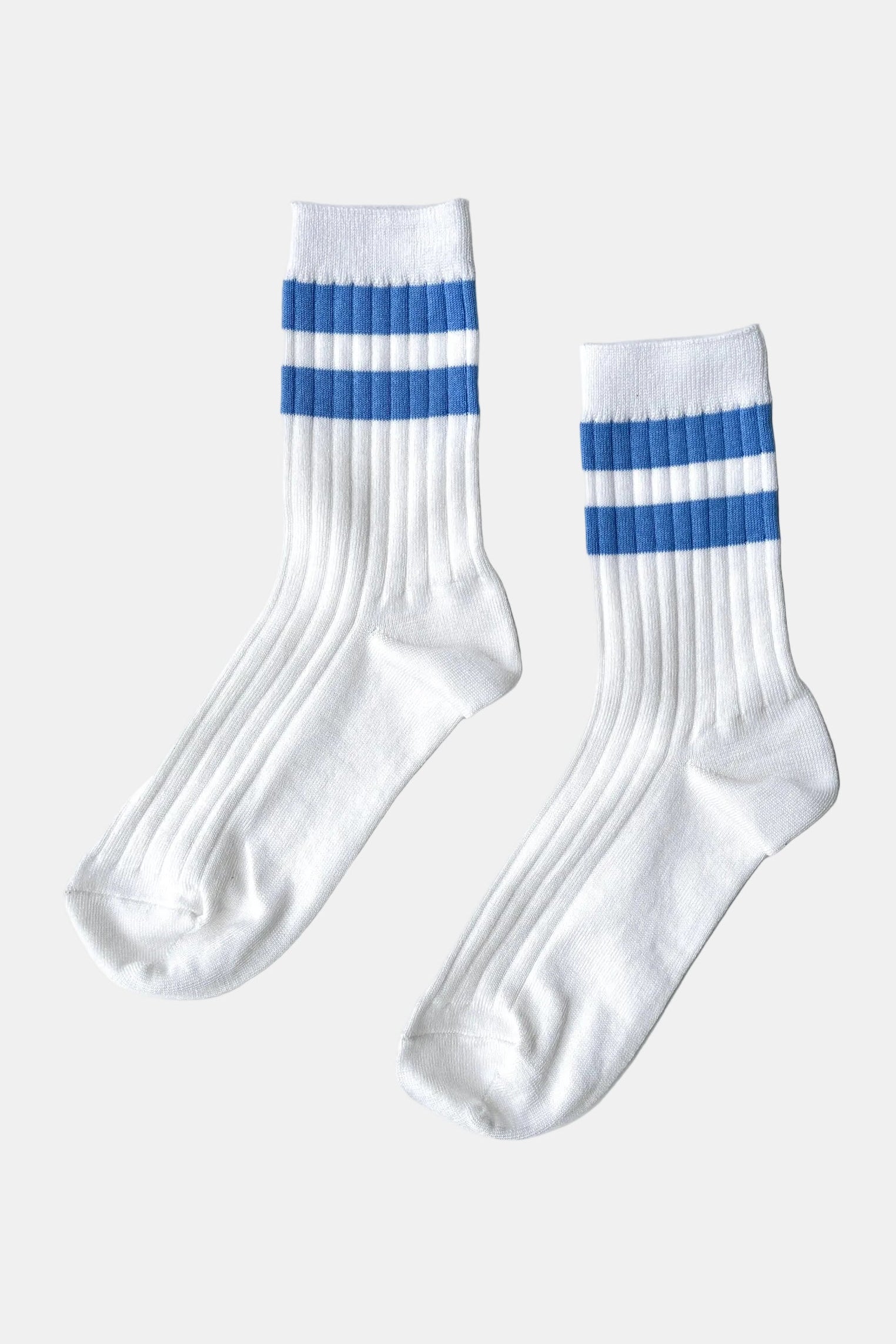 Her Varsity Socks in Periwinkle & White