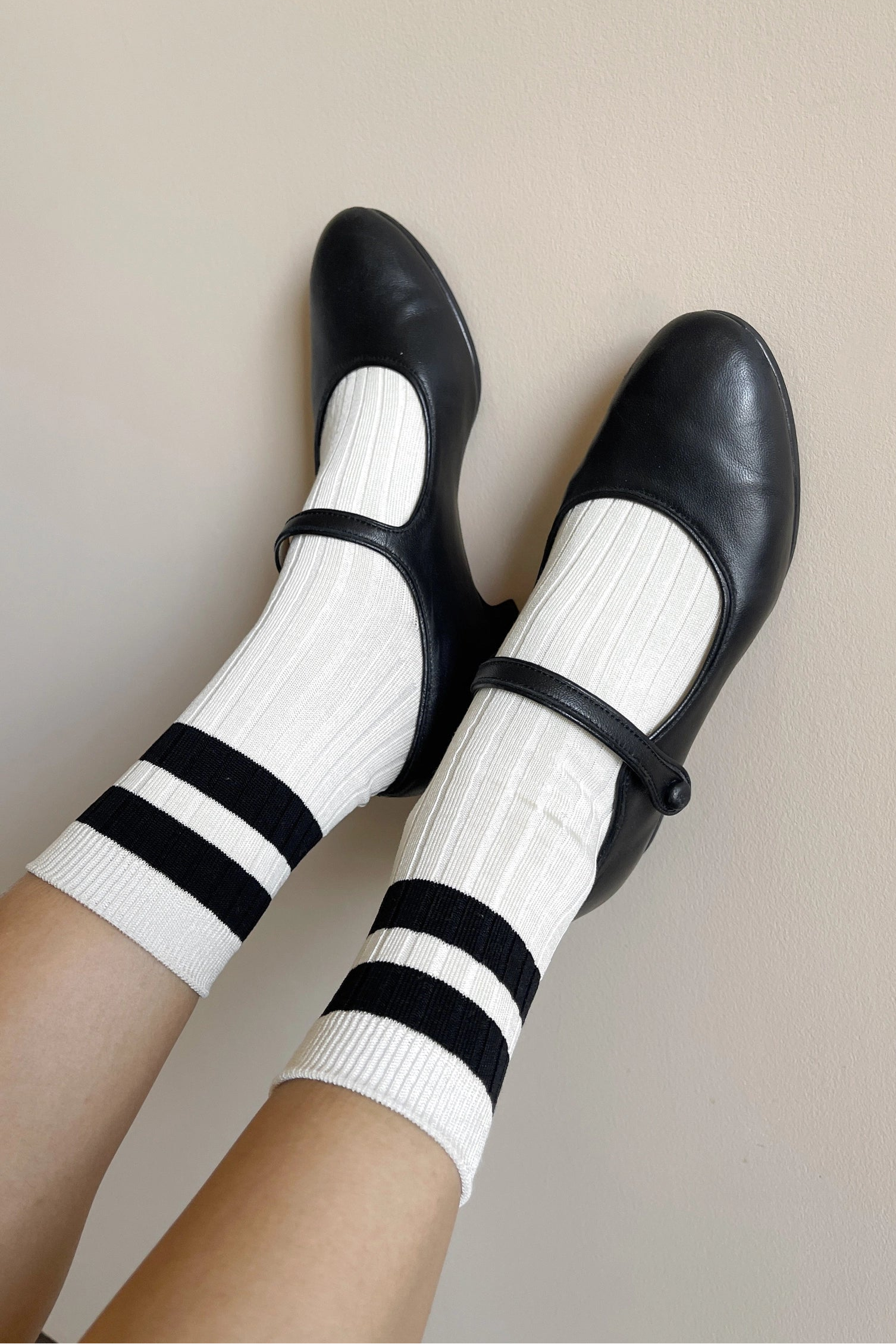 Her Varsity Socks in White & Black