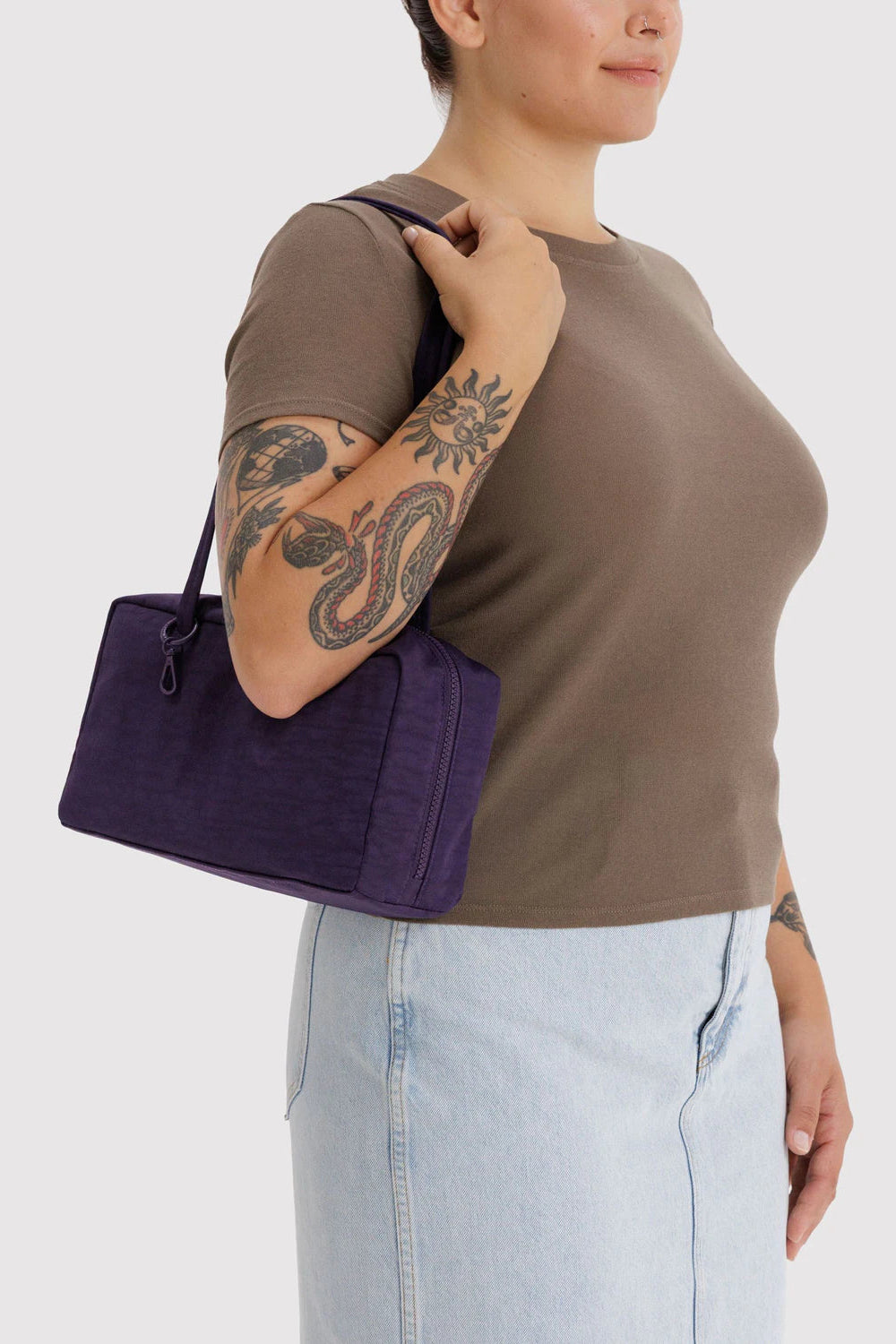 Nylon Bowler Bag in Fig