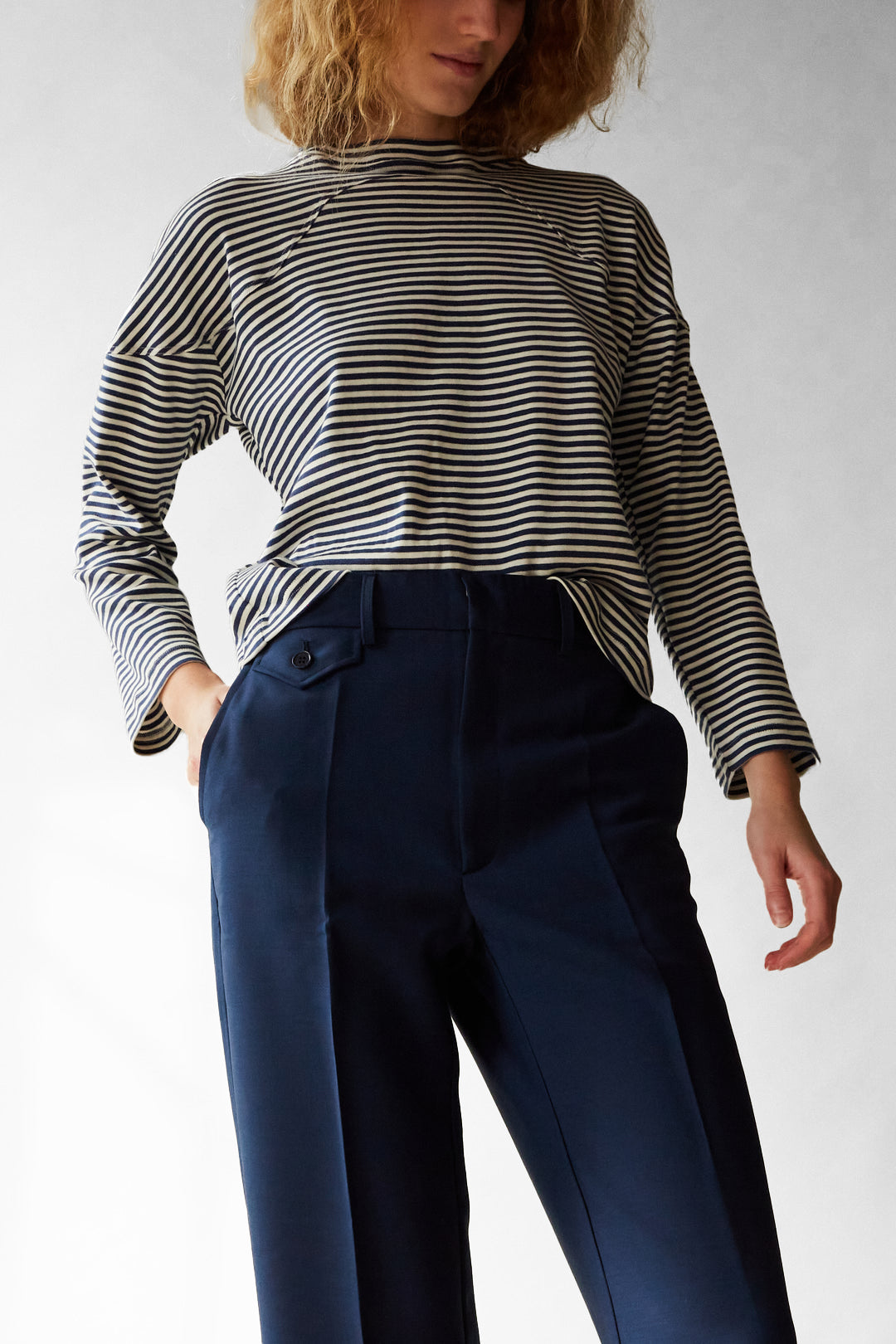 Miles Top in Marine Jersey Stripe by Caron Callahan