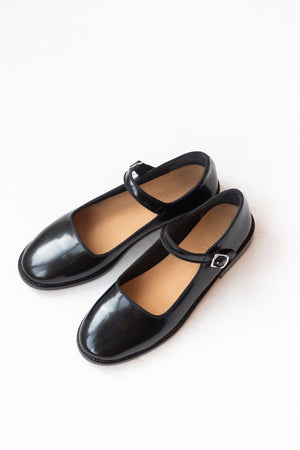 Welt Mary Jane in Black Polished Leather by Caron Callahan