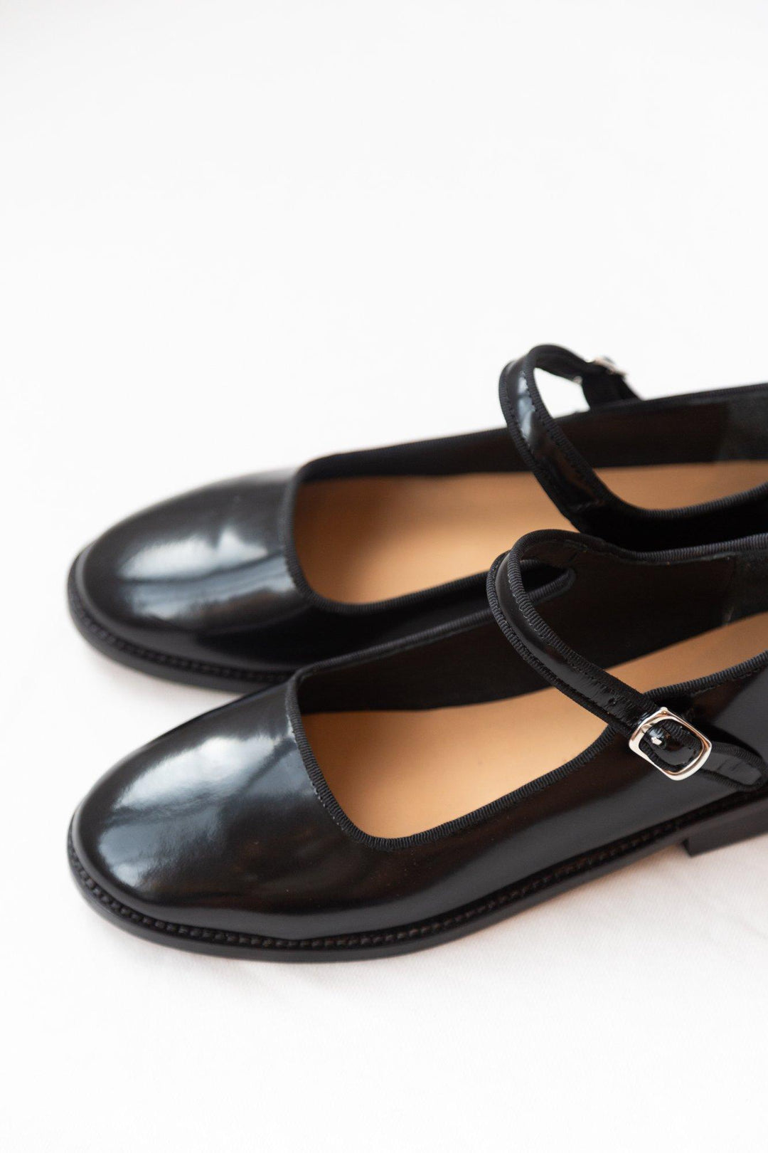 Welt Mary Jane in Black Polished Leather by Caron Callahan