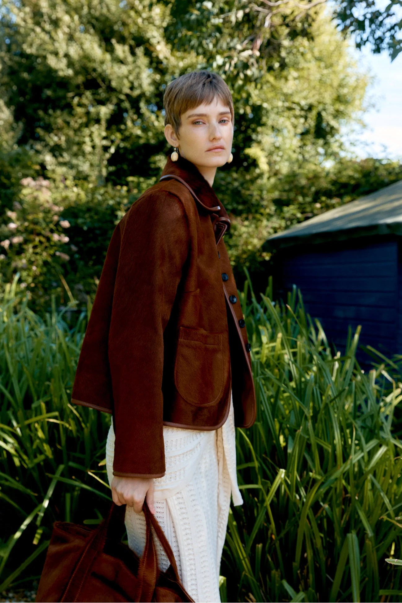 Hair on Hide Leather Ada Jacket in Chestnut