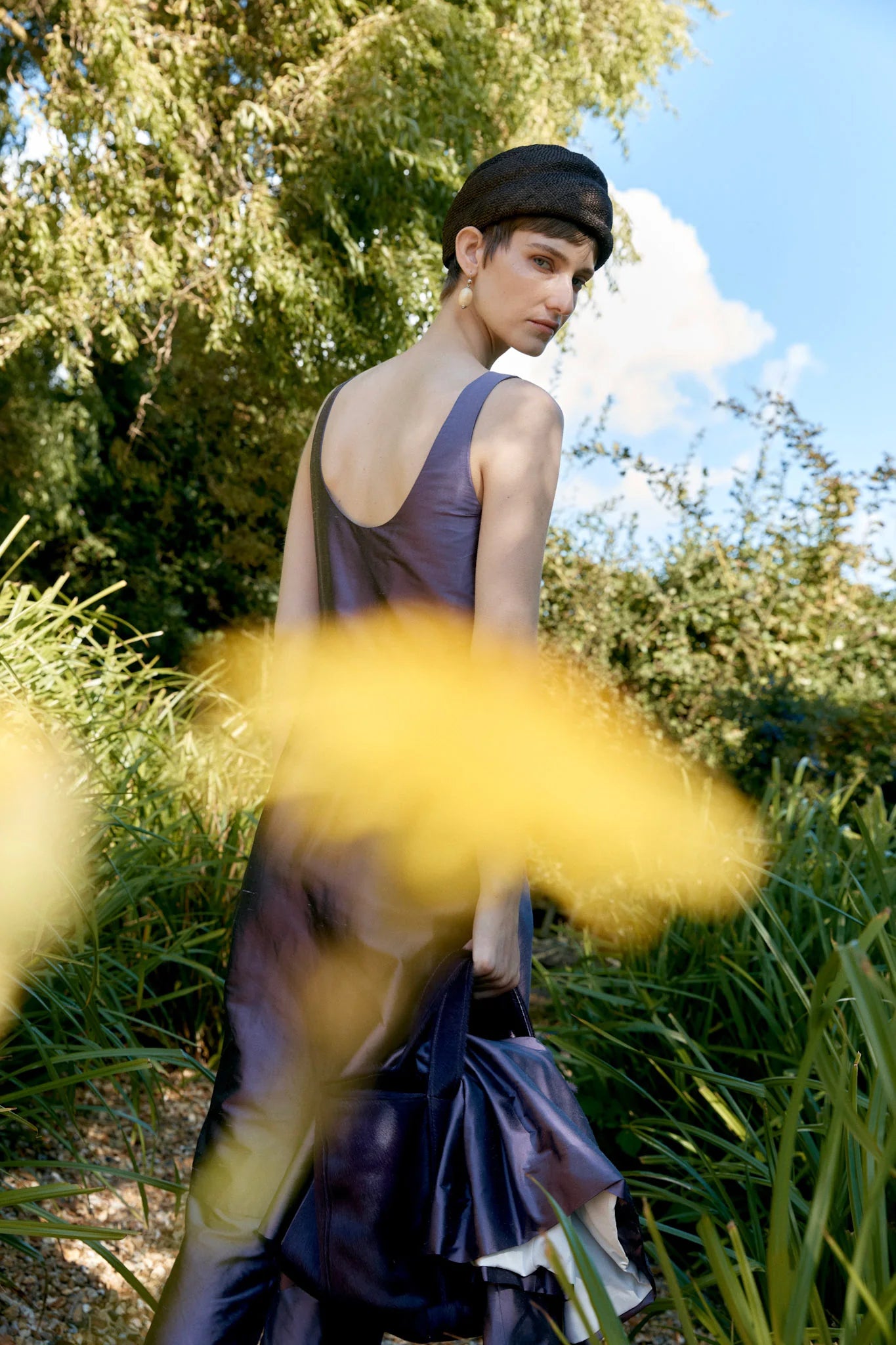 Clara Jumpsuit in Prune Silk Dupion
