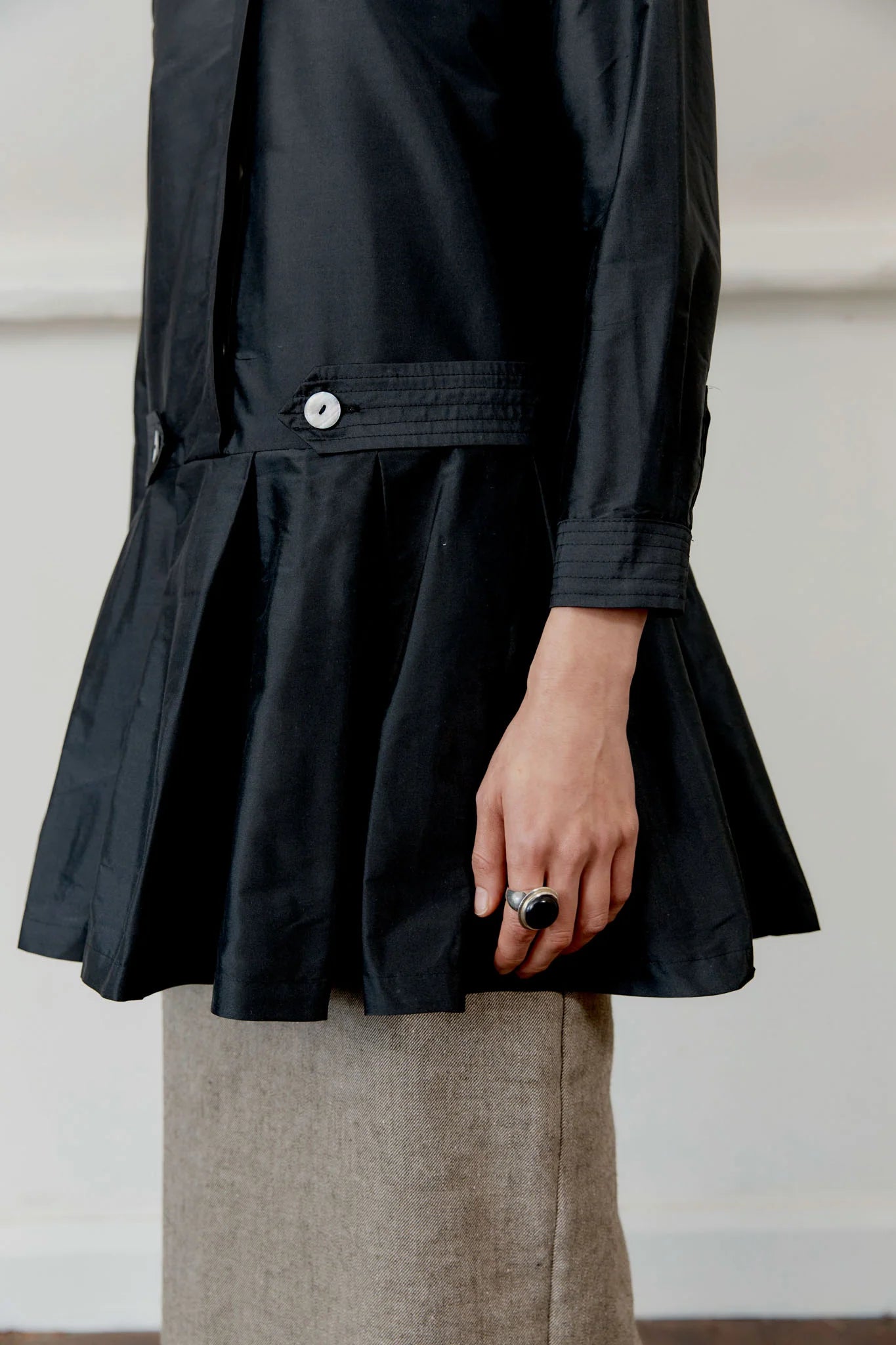 Marina Dress in Black Silk Dupion