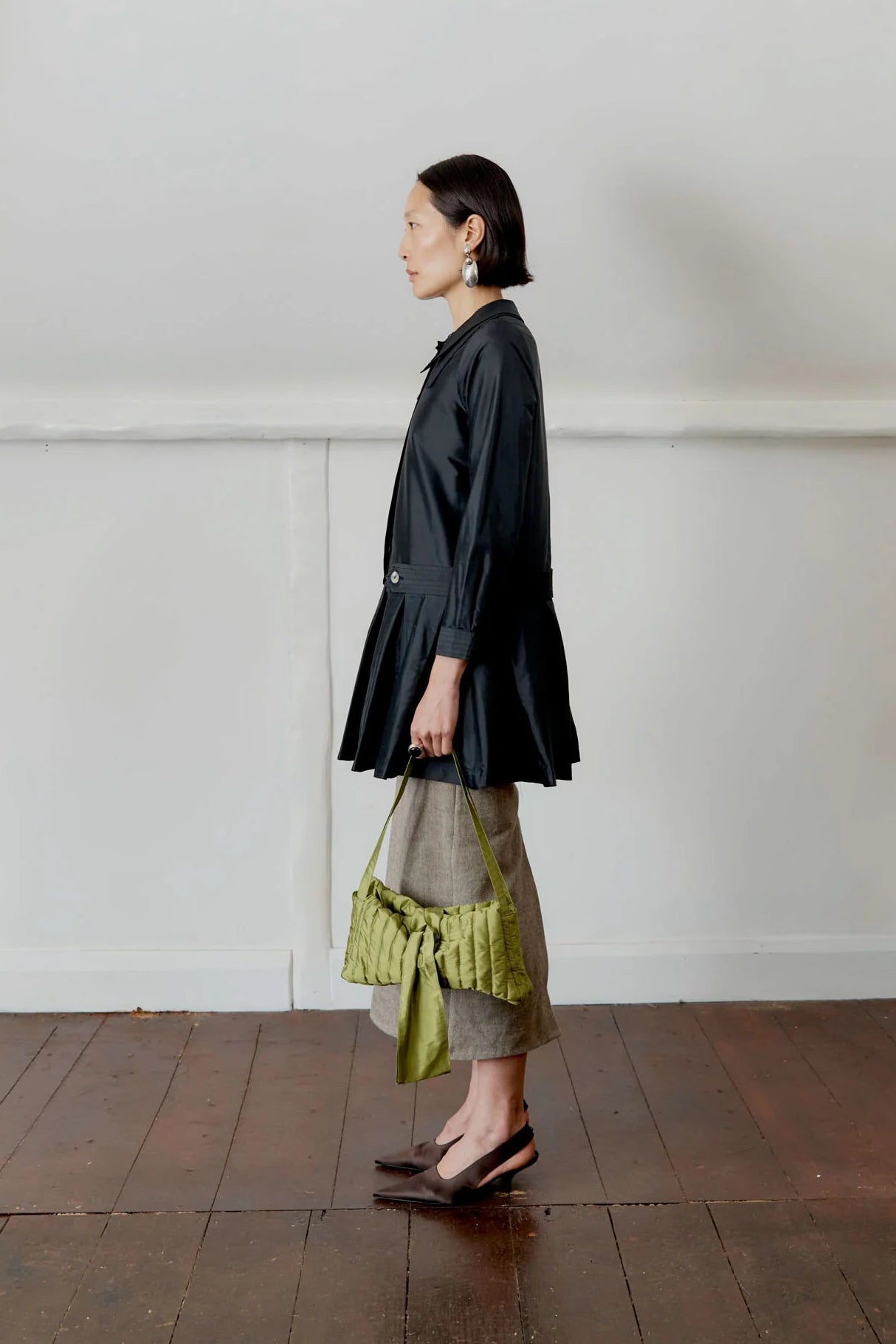 Marina Dress in Black Silk Dupion
