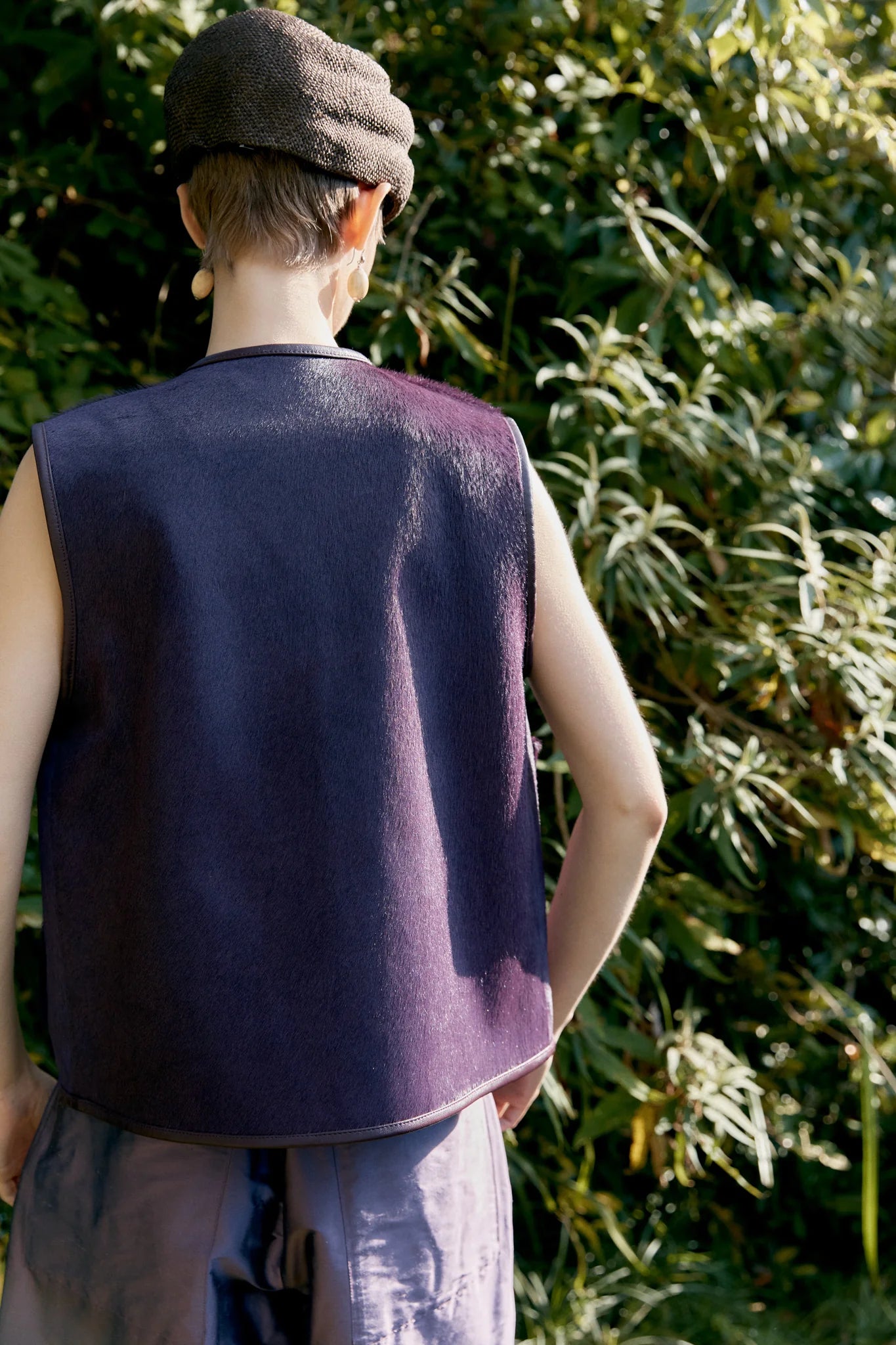 Hair on Hide Leather Ella Vest in Violet