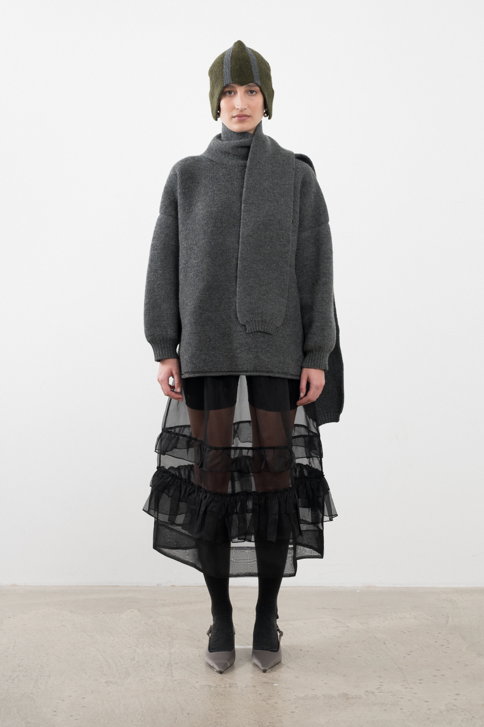 Wrap Neck Pullover in Slate