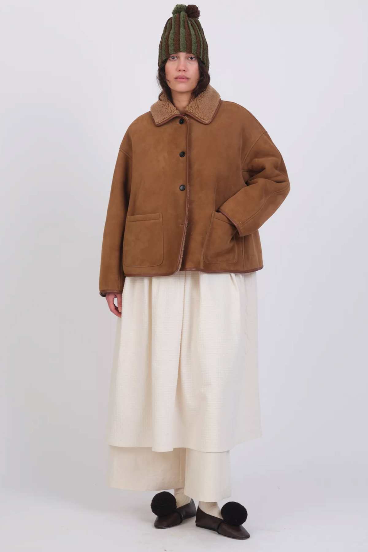 Suede Back Curly Hair Sheepskin Avis Jacket in Tan – Recital Suede Back Curly Hair Sheepskin Avis Jacket in Tan – Recital