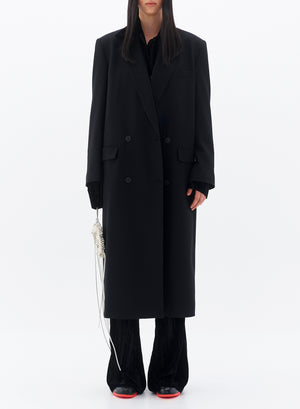 Double Long Coat in Black by Low Classic