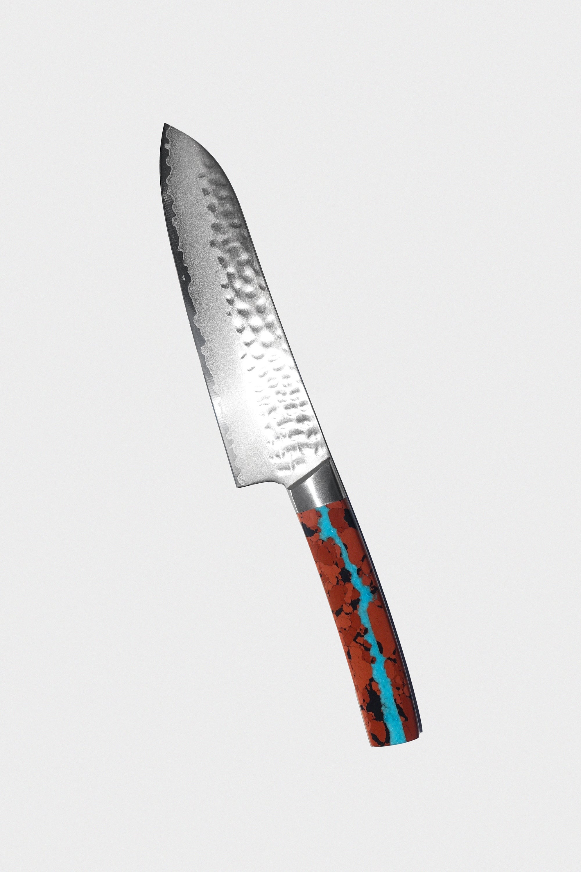 5" Santoku Knife in Vein Turquoise: Double-Sided