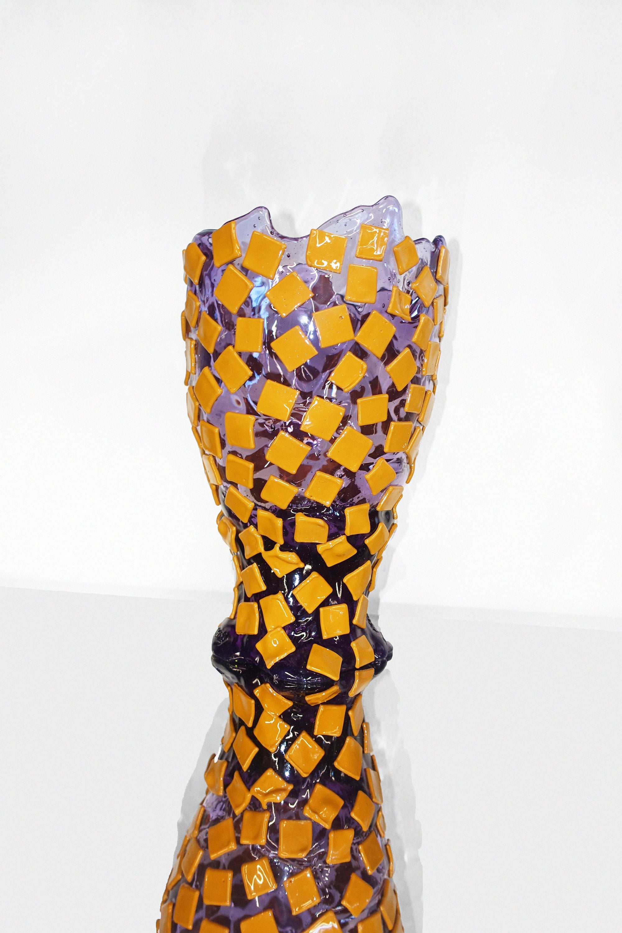 Rock Vase in Clear Lilac & Matte Ochre - Medium by Fish Design by Gaetano Pesce