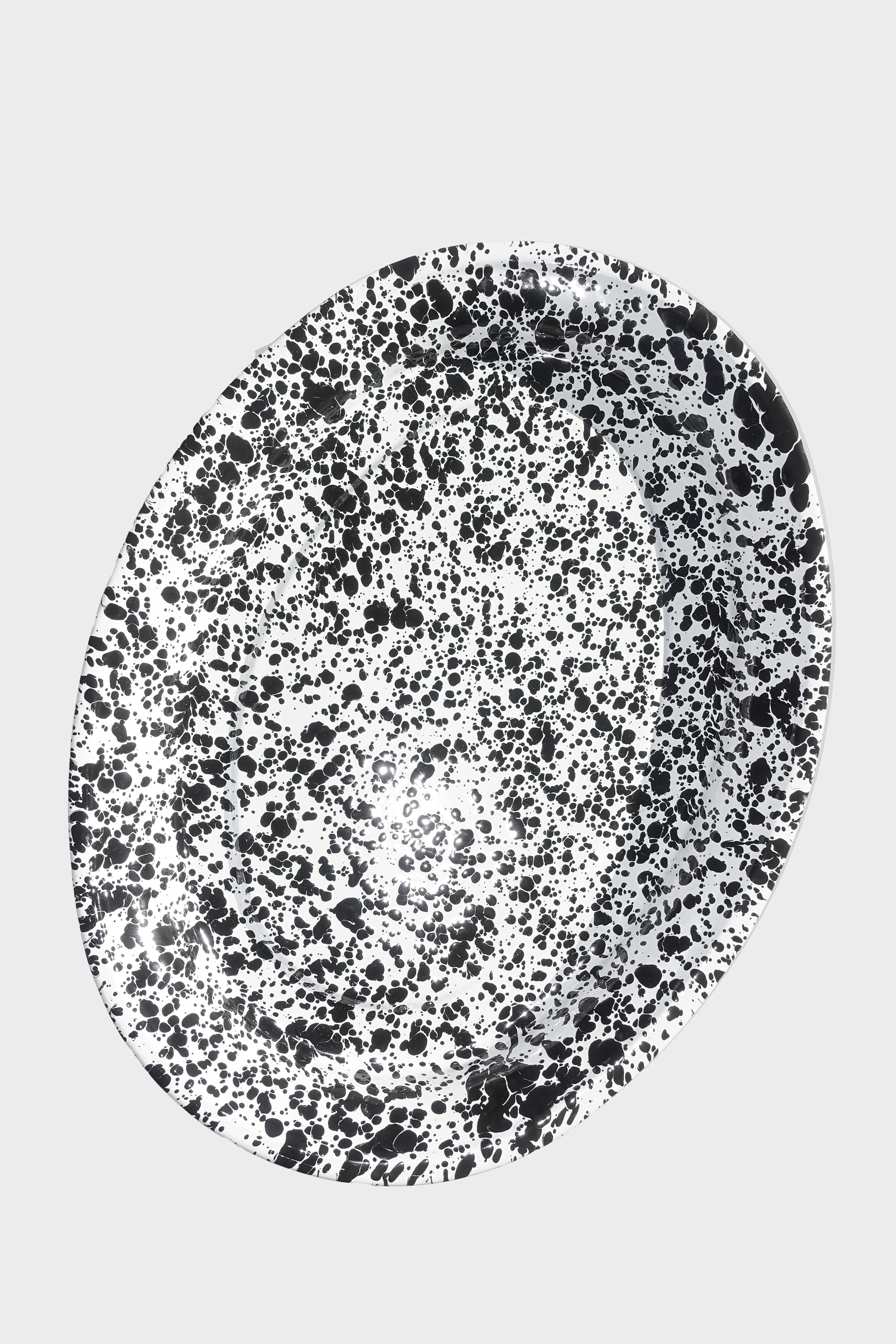Oval Platter in Black Splatter Enamelware