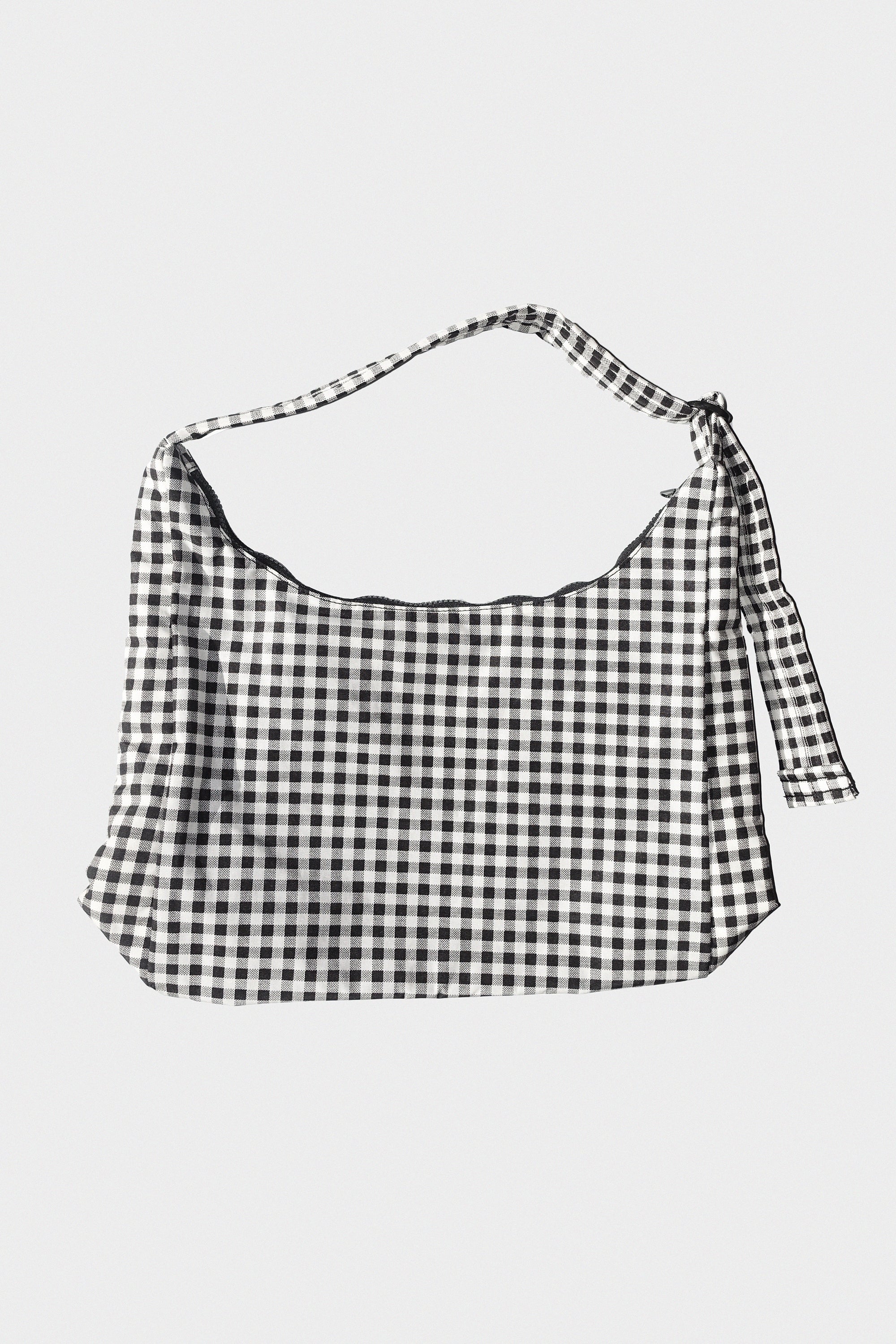 Nylon Shoulder Bag in Black & White Gingham