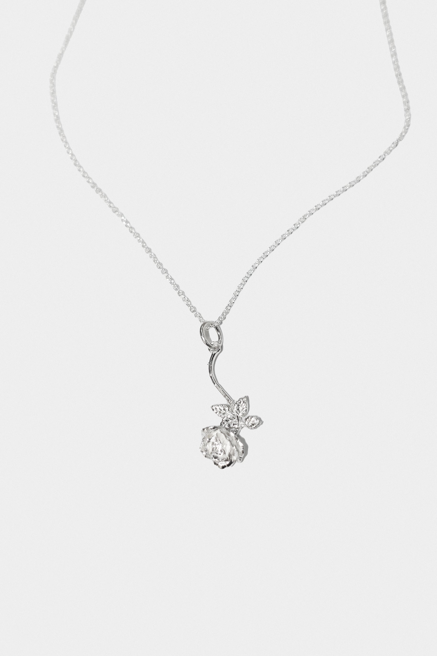 Hanging Rose Pendant in Sterling Silver