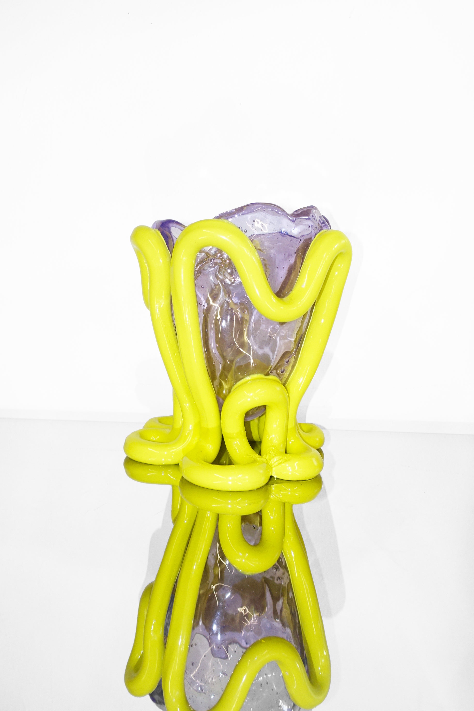 Summer Vase in Clear Lilac & Fluorescent Yellow - Small