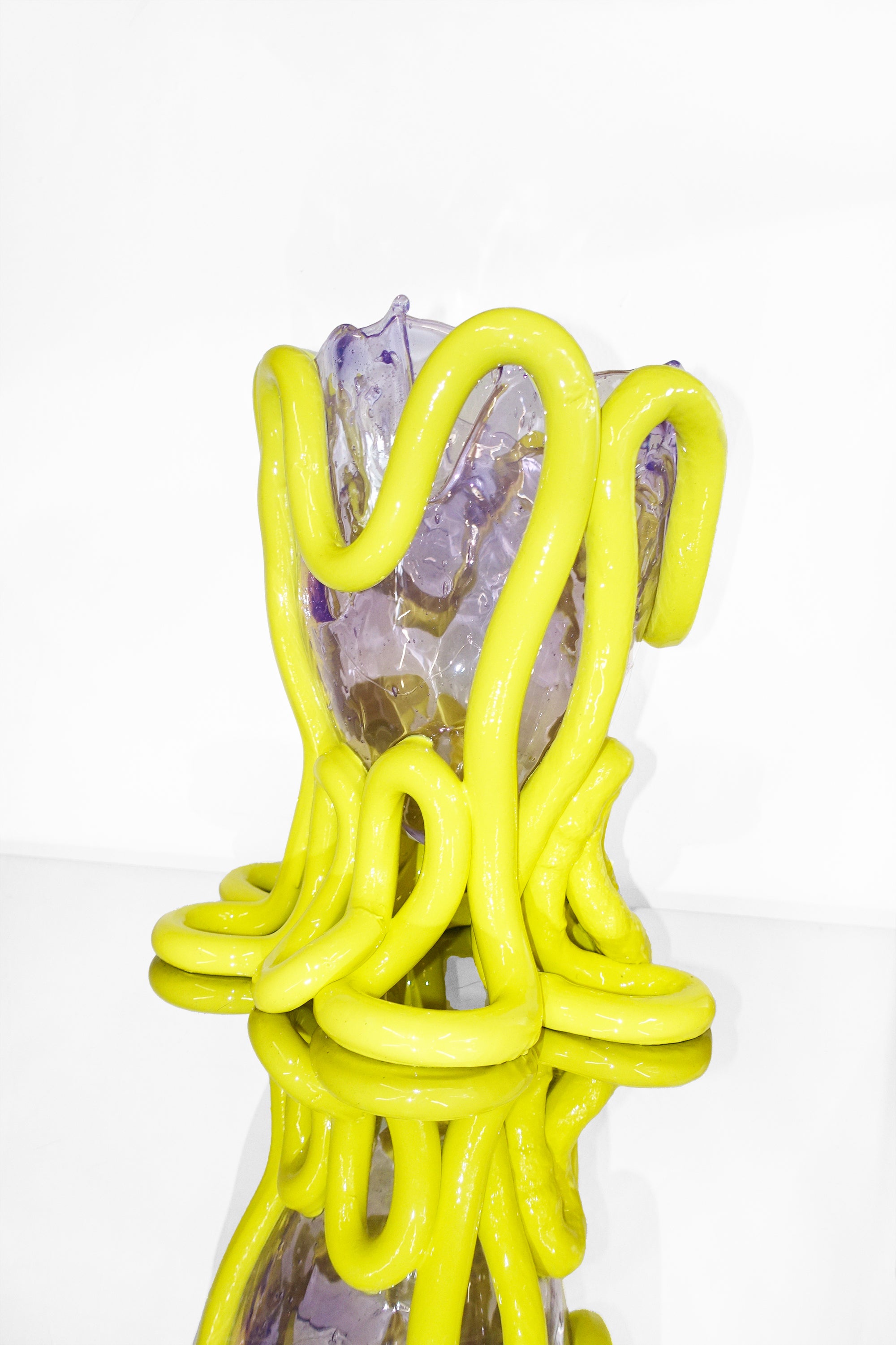 Summer Vase in Clear Lilac & Fluorescent Yellow - Medium
