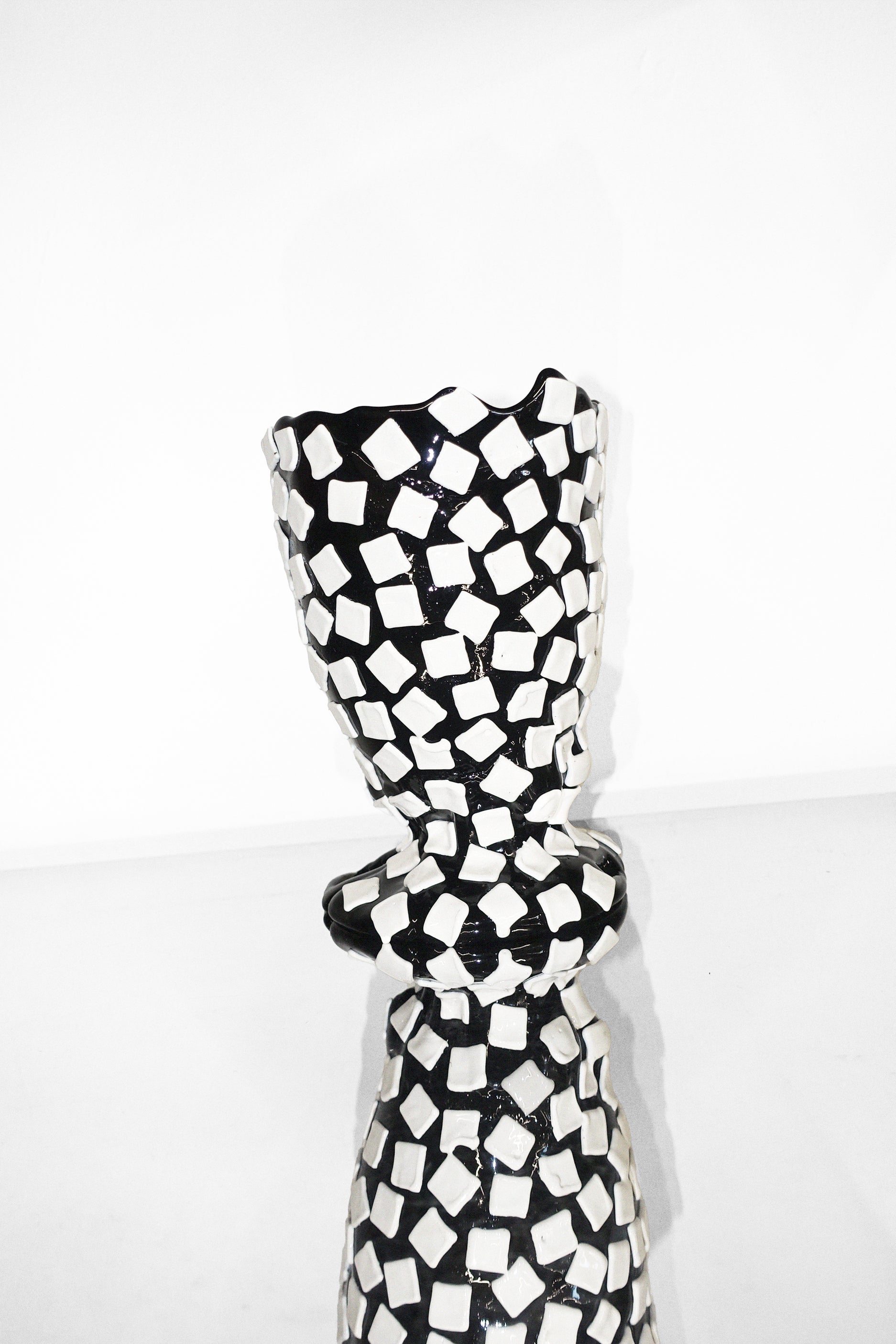 Rock Vase in Matte Black & White - Small