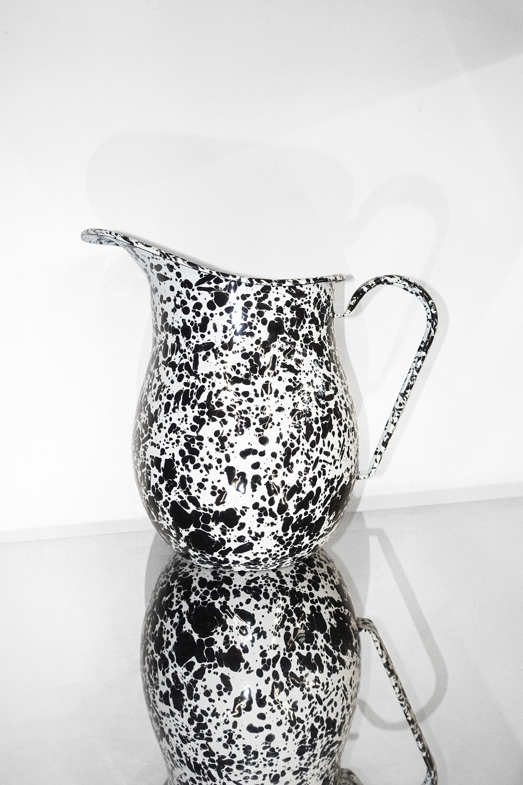 Large Pitcher in Black Splatter Enamelware by Crow Canyon Home