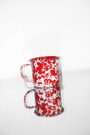 12oz Mug in Red Splatter Enamelware by Crow Canyon Home