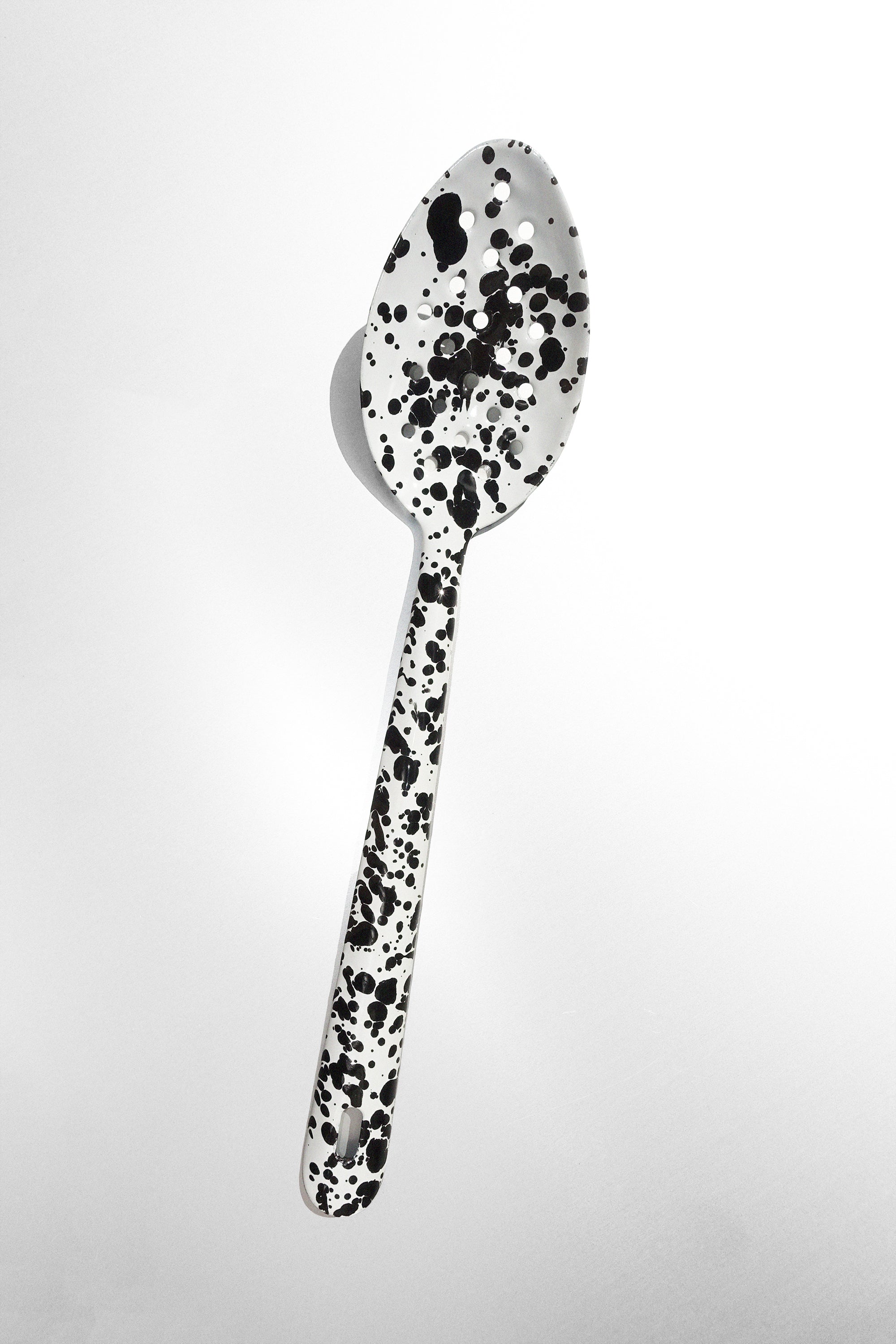 Large Slotted Spoon in Black Splatter