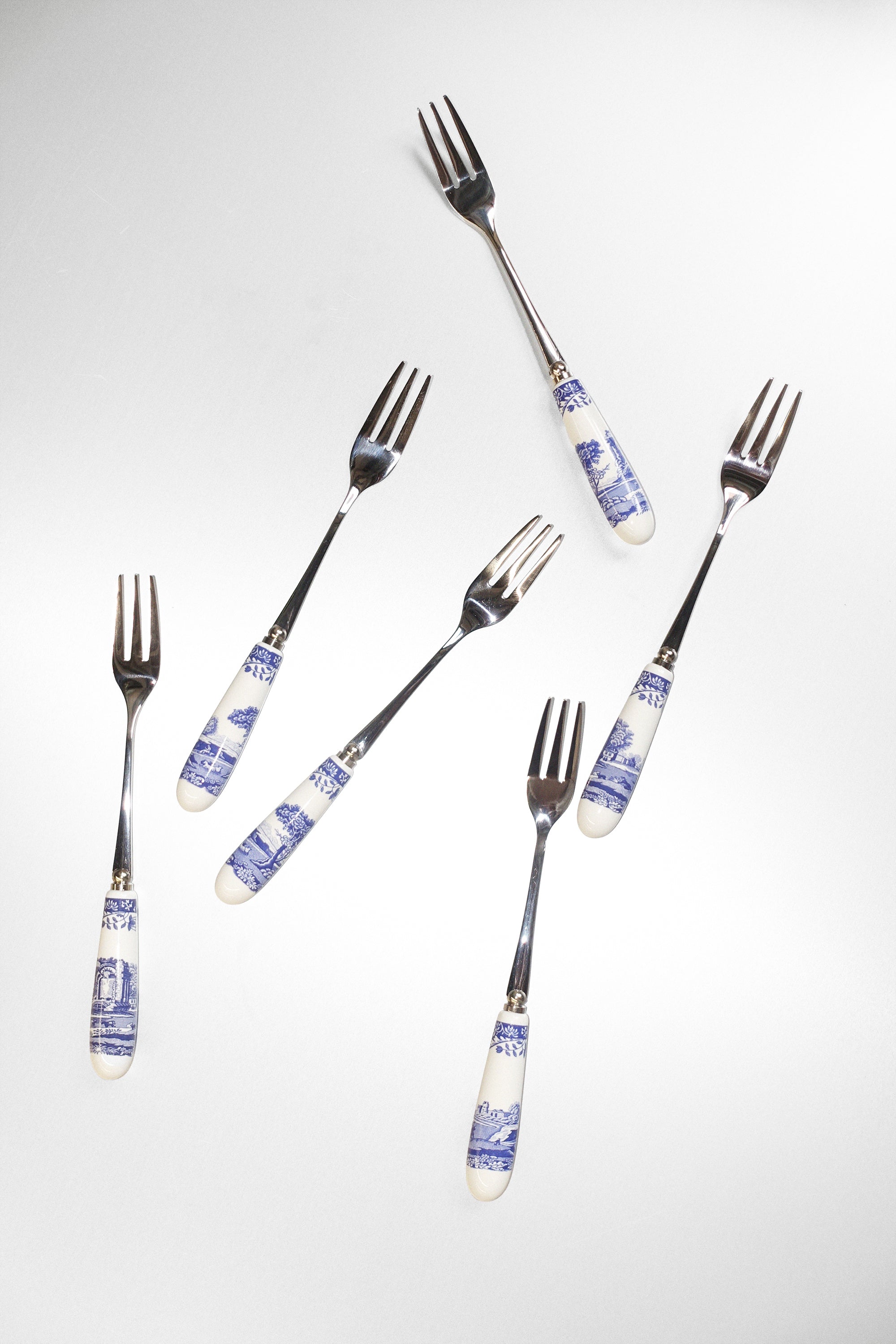Blue Italian Pastry Forks: Set of Six