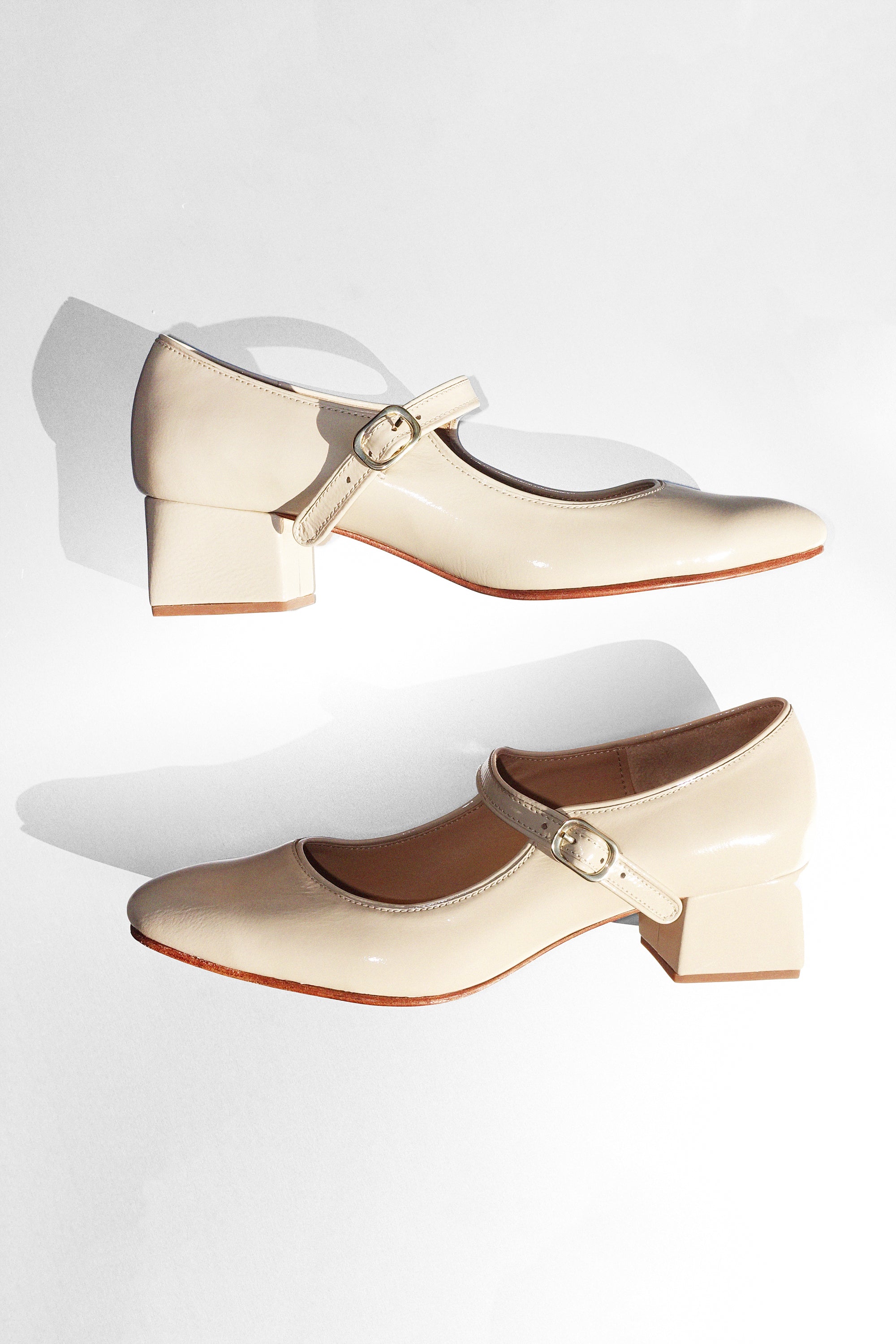 Florence Heel in Cream Patent Leather by Caron Callahan