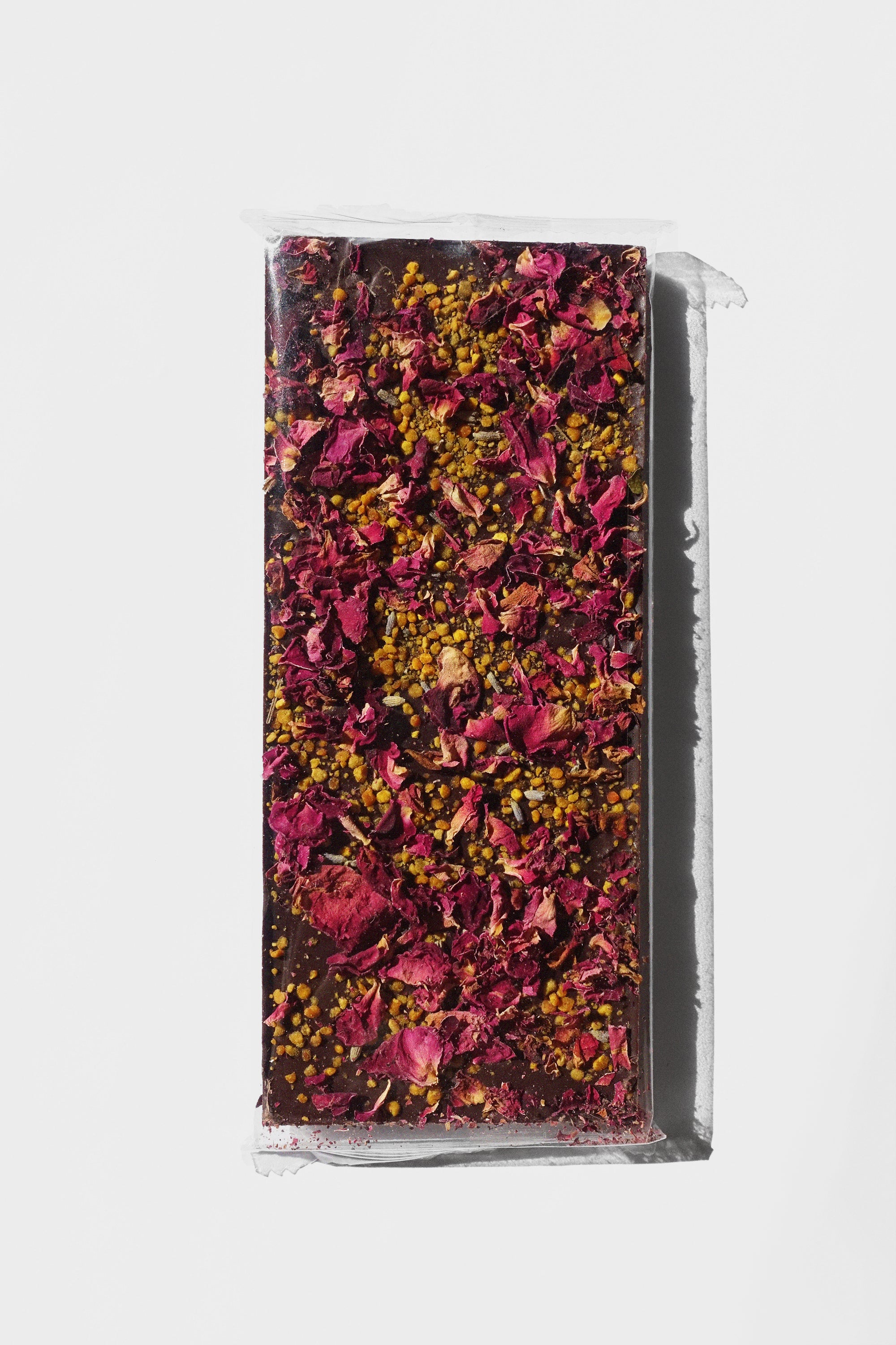 Lavender, Bee Pollen, Rose Petal: Date Sweetened Chocolate Bar by Spring & Mulberry