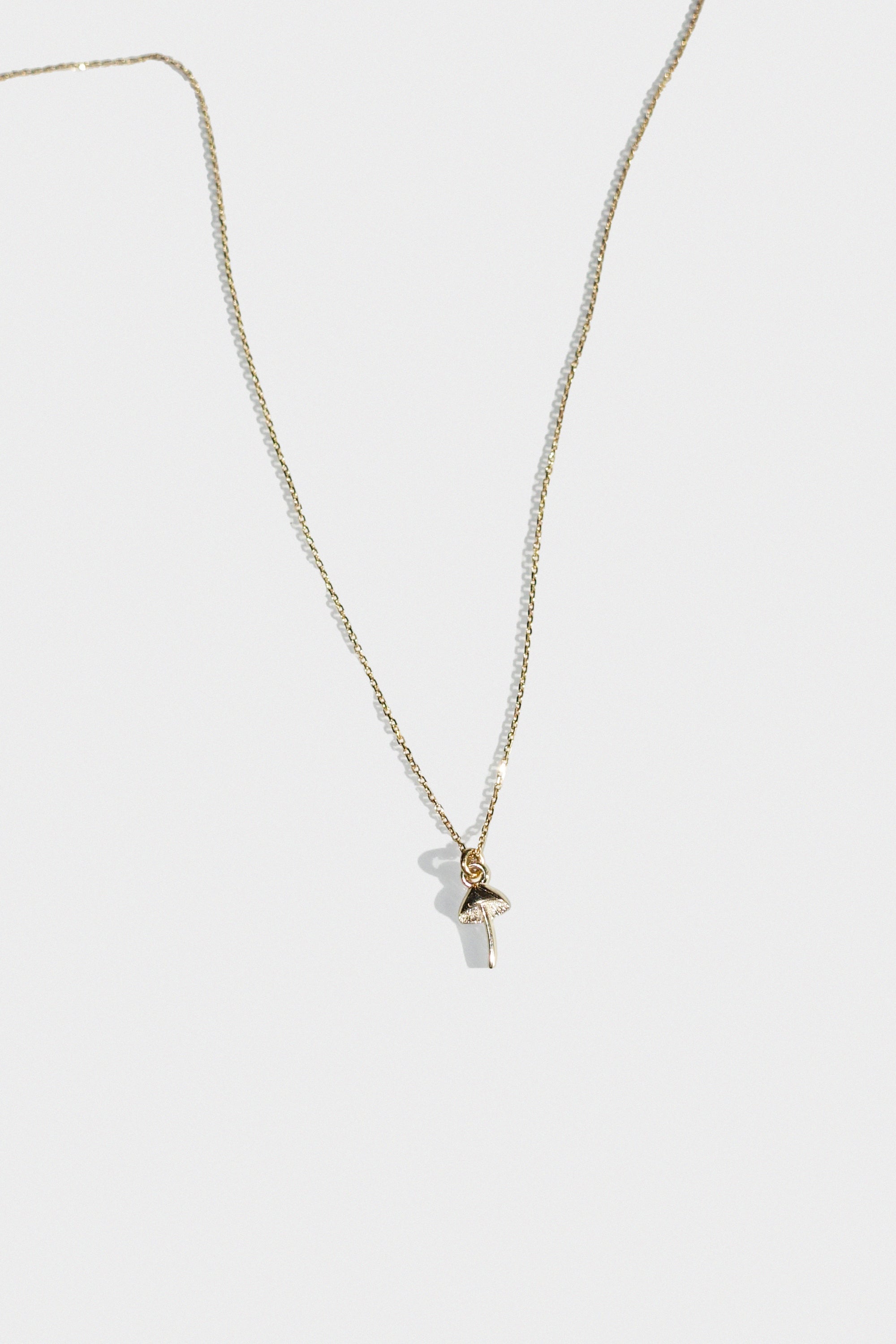 Itty Bitty Mushroom Pendant Necklace in 14k Gold