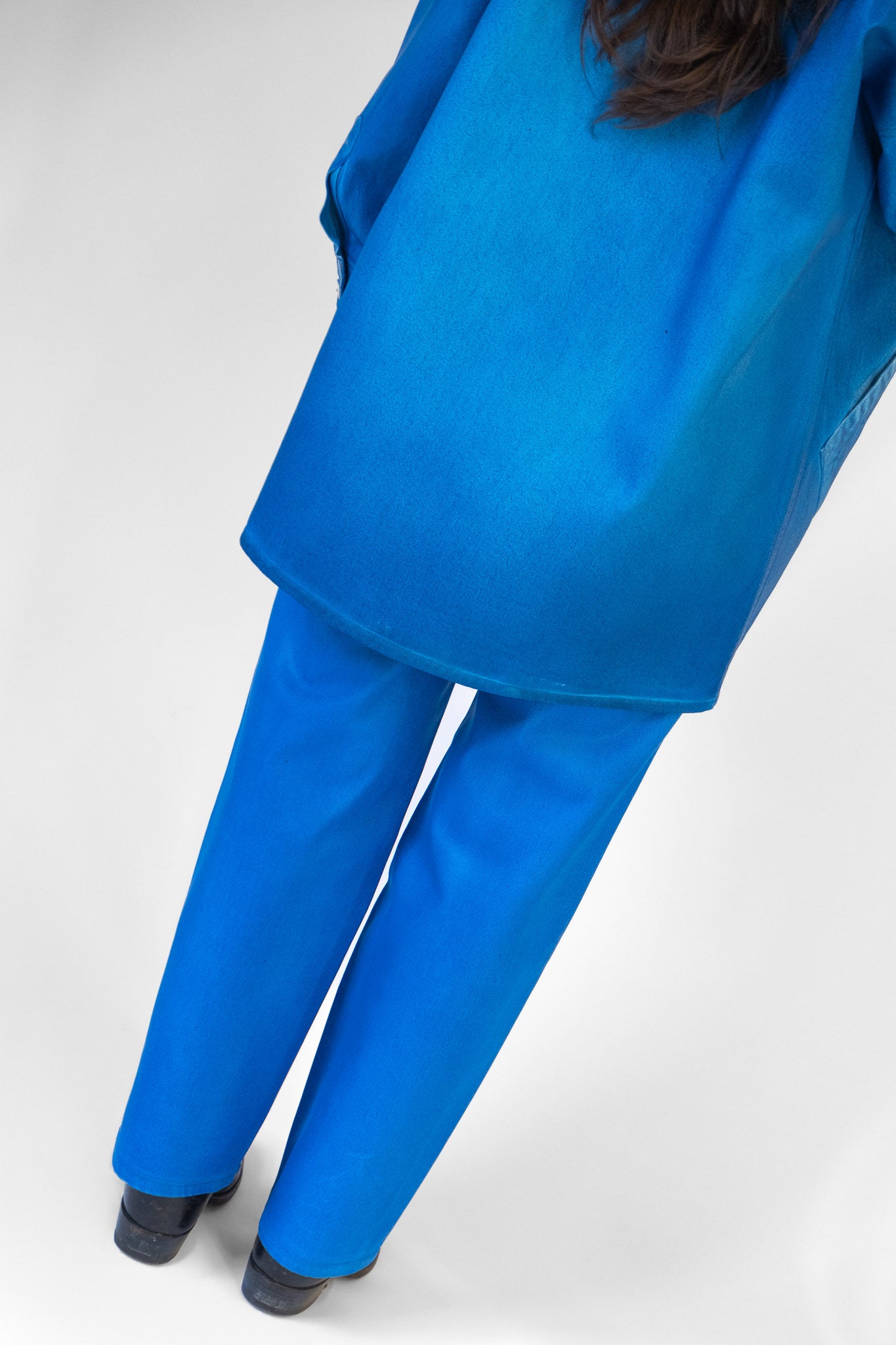 Band Collar Okuda Jacket in Electric Blue Lacquer