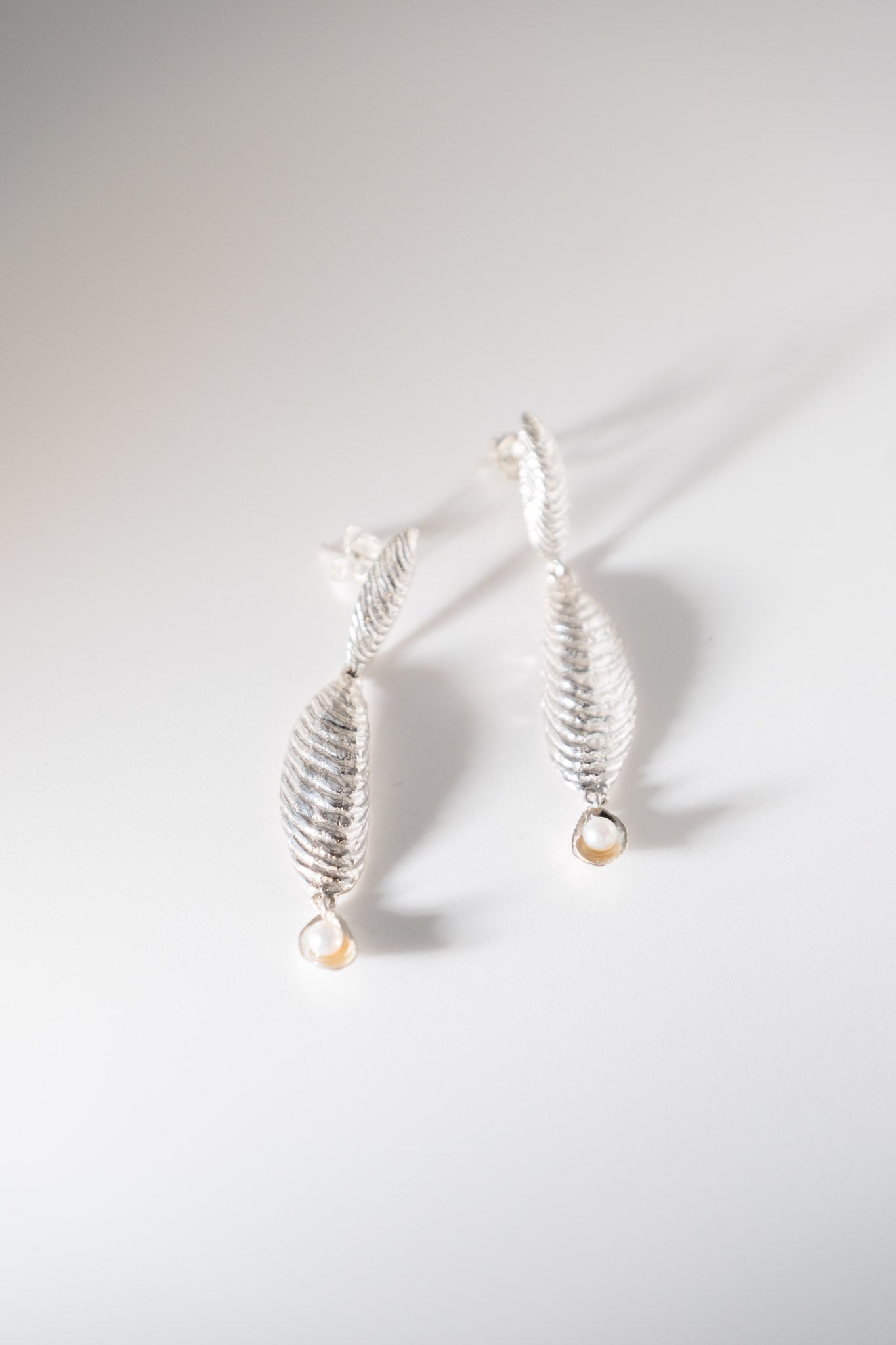 Driftline Earrings in Sterling Silver & Freshwater Pearls