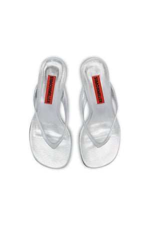 Beep Thong Sandal in Silver by Simon Miller