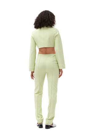 Cropped Blouse in Lily Green Stretch Suiting