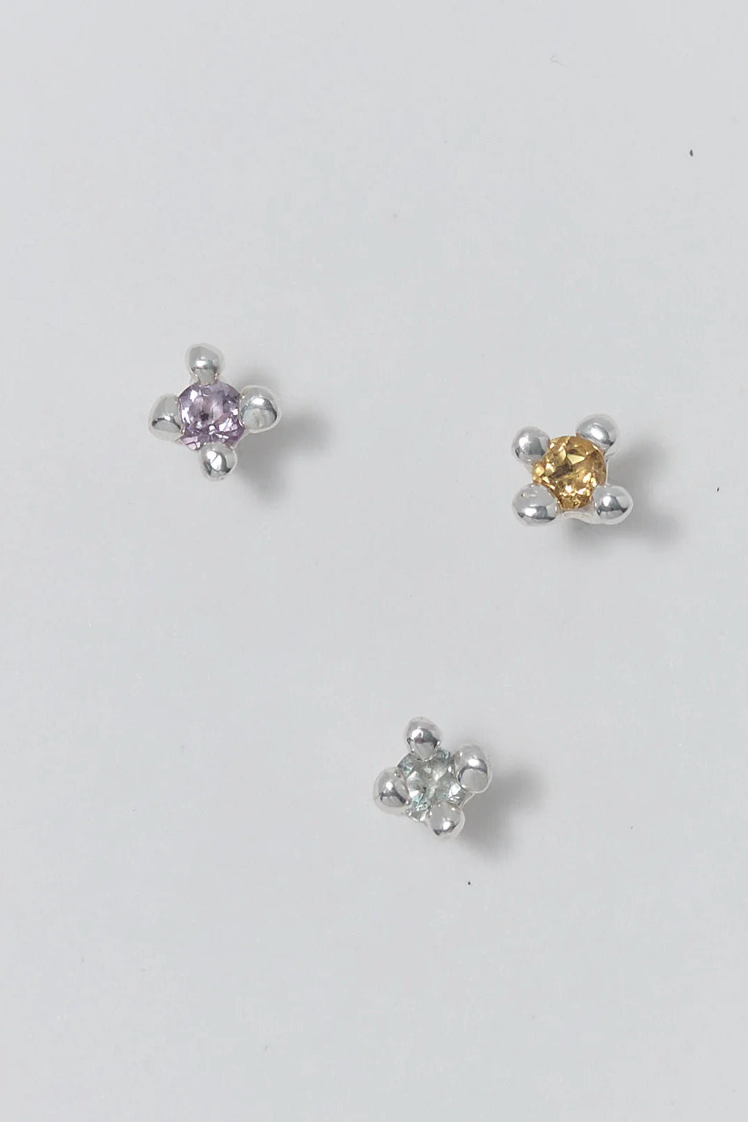 Dotto Stud in Sterling Silver & Green Amethyst