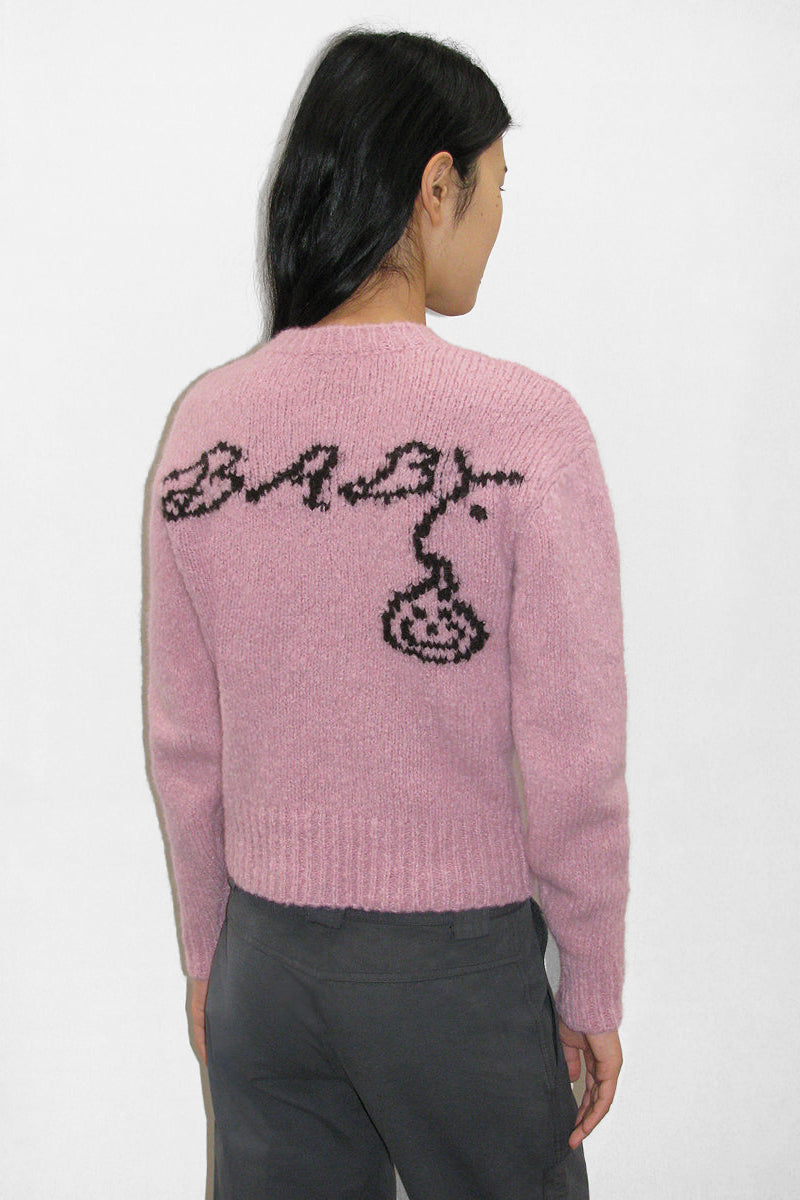 Wool sweater with Gucci intarsia in blue and pink