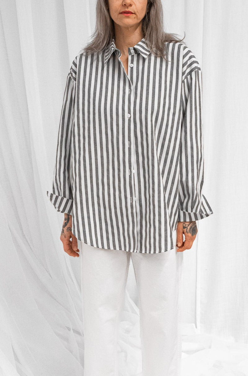 Alberta Shirt in Slate Bold Stripe