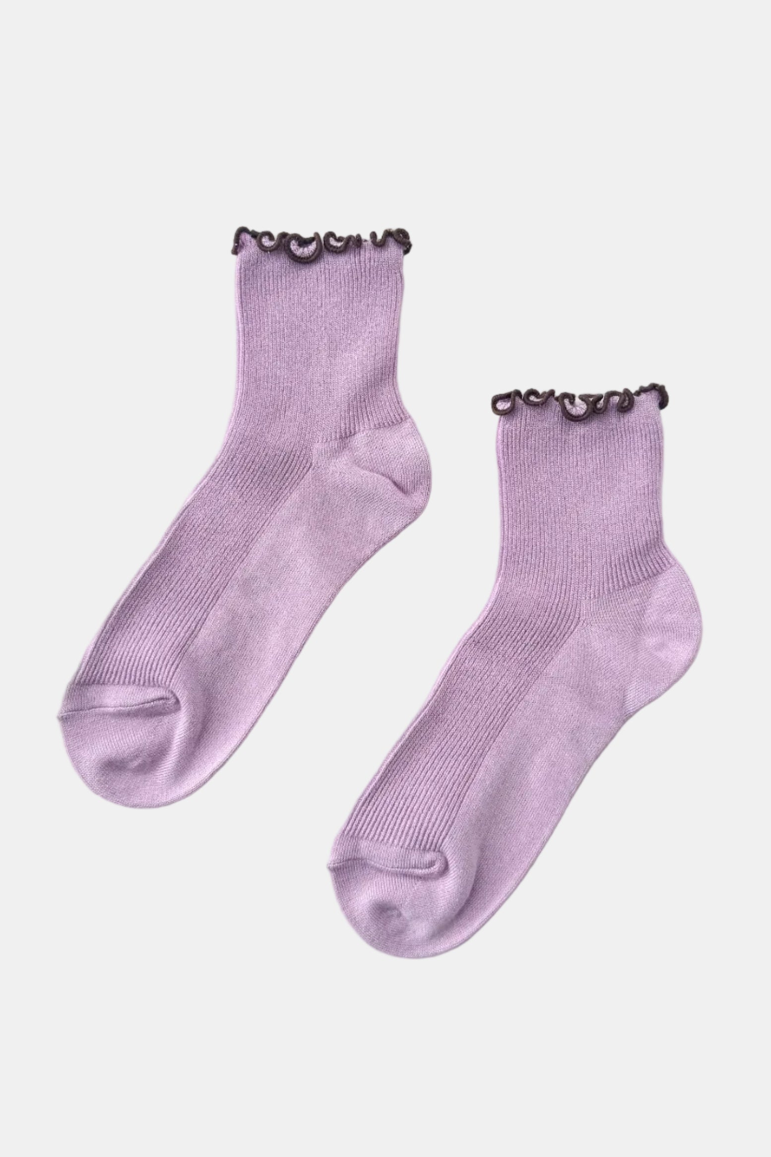 Petite Ruffled Modal Socks in Lilac & Brown