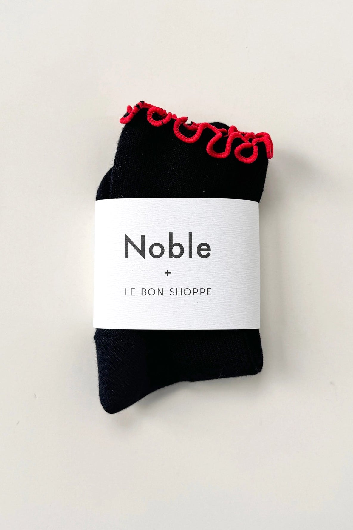 Petite Ruffled Modal Socks in Black & Red