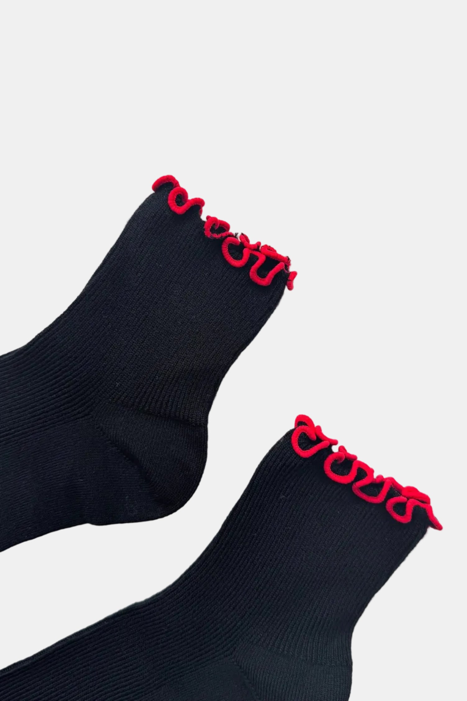 Petite Ruffled Modal Socks in Black & Red