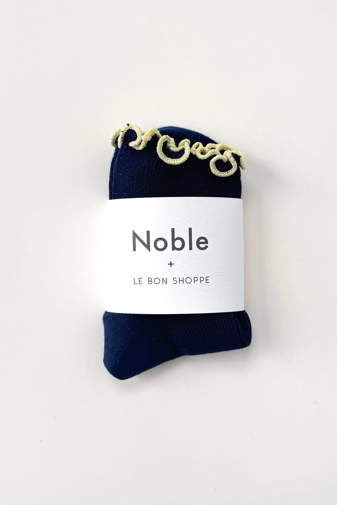 Petite Ruffled Modal Socks in Navy & Butter